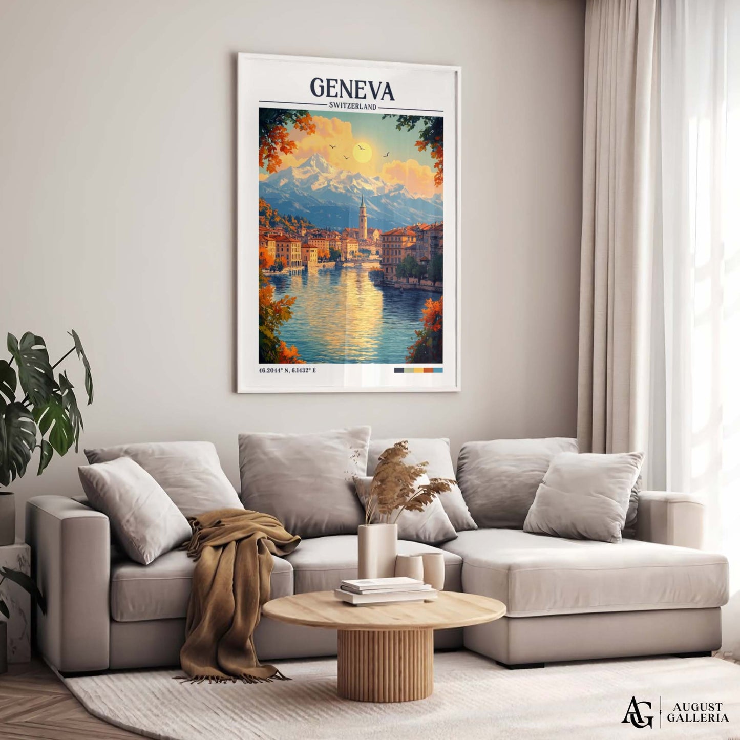 Geneva Switzerland Retro Travel Print
