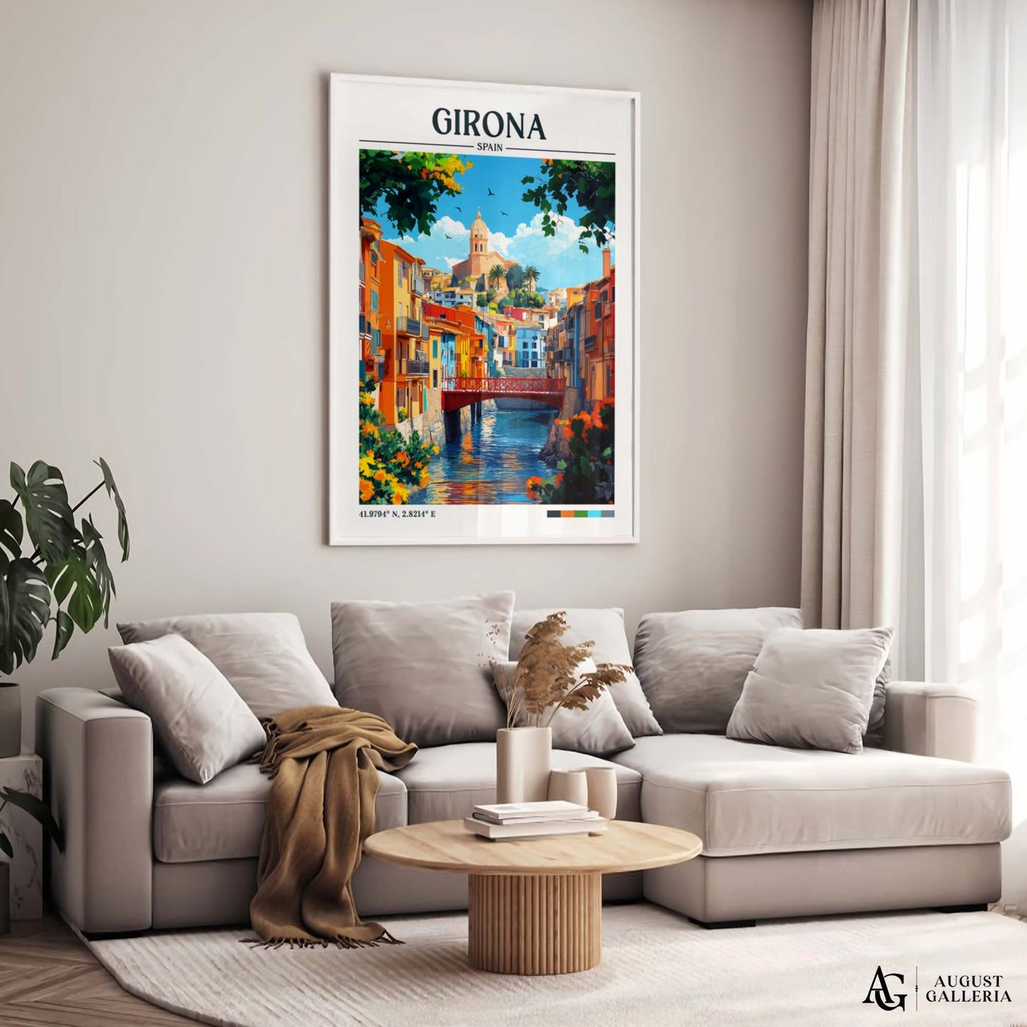 Girona Spain Retro Travel Print