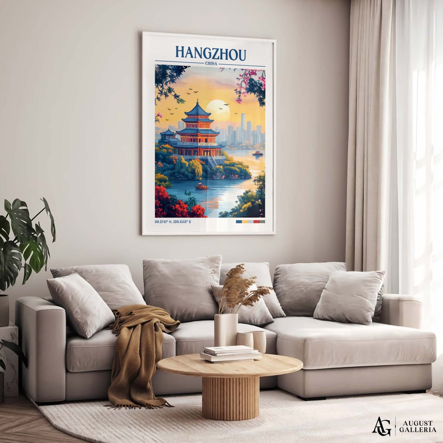 Hangzhou China Retro Travel Print