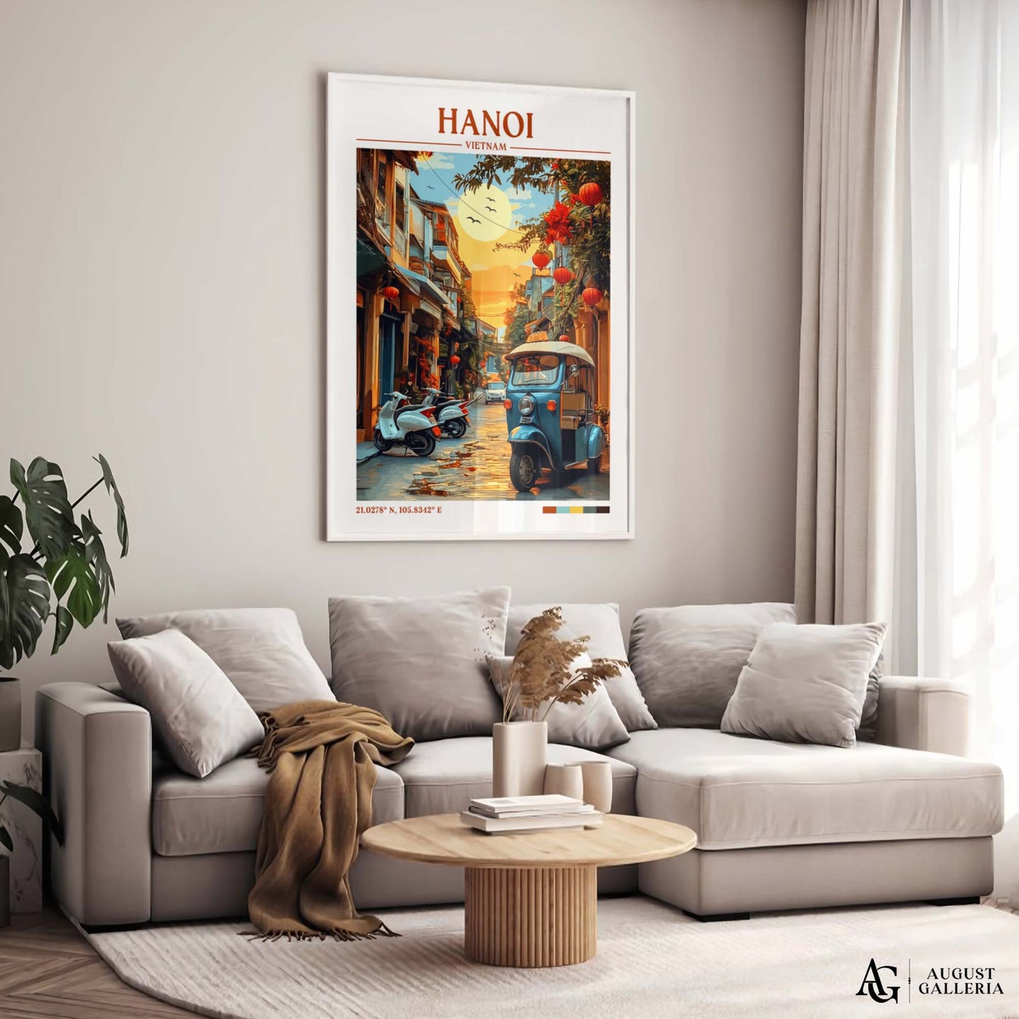 Hanoi Vietnam Retro Travel Print