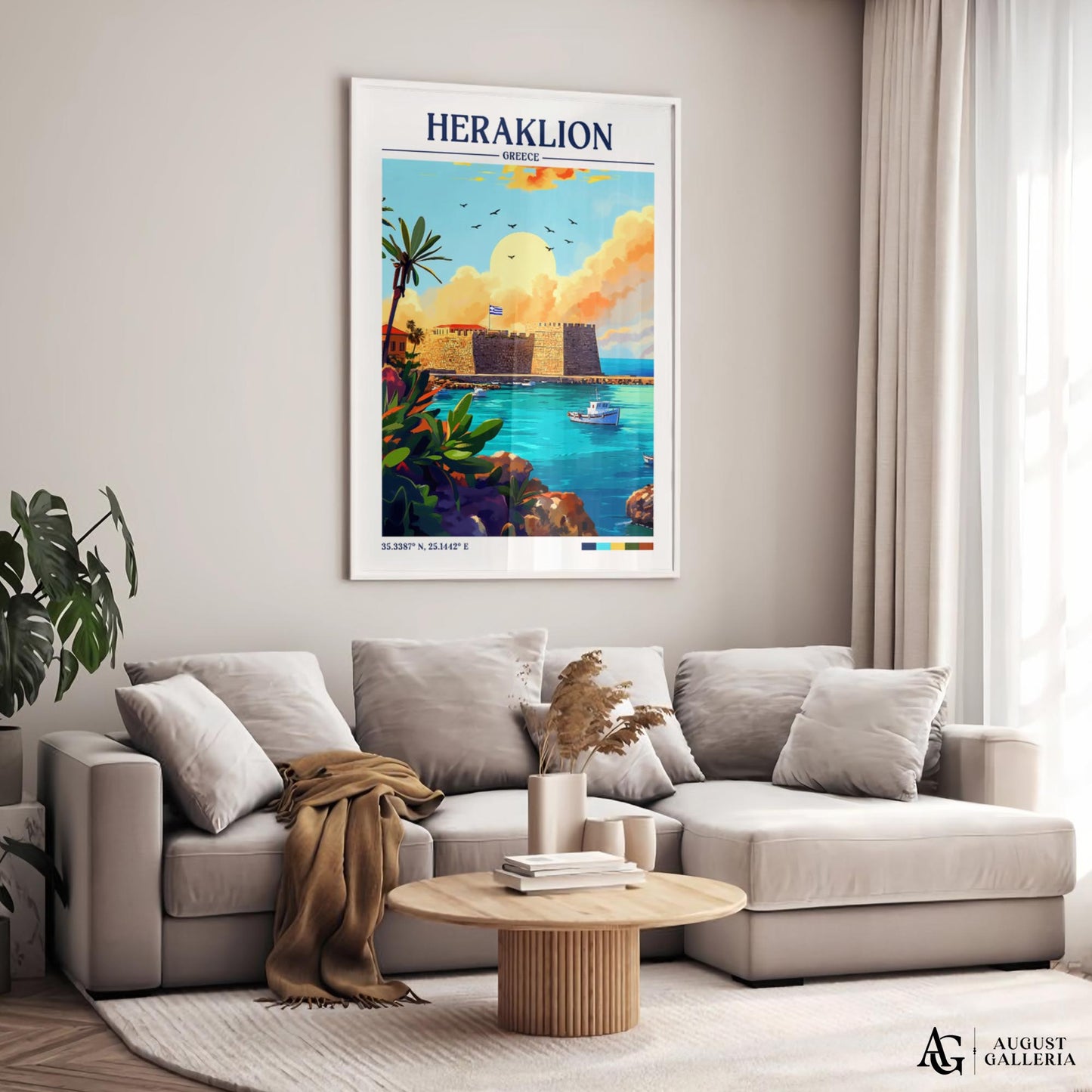 Heraklion Greece Retro Travel Print