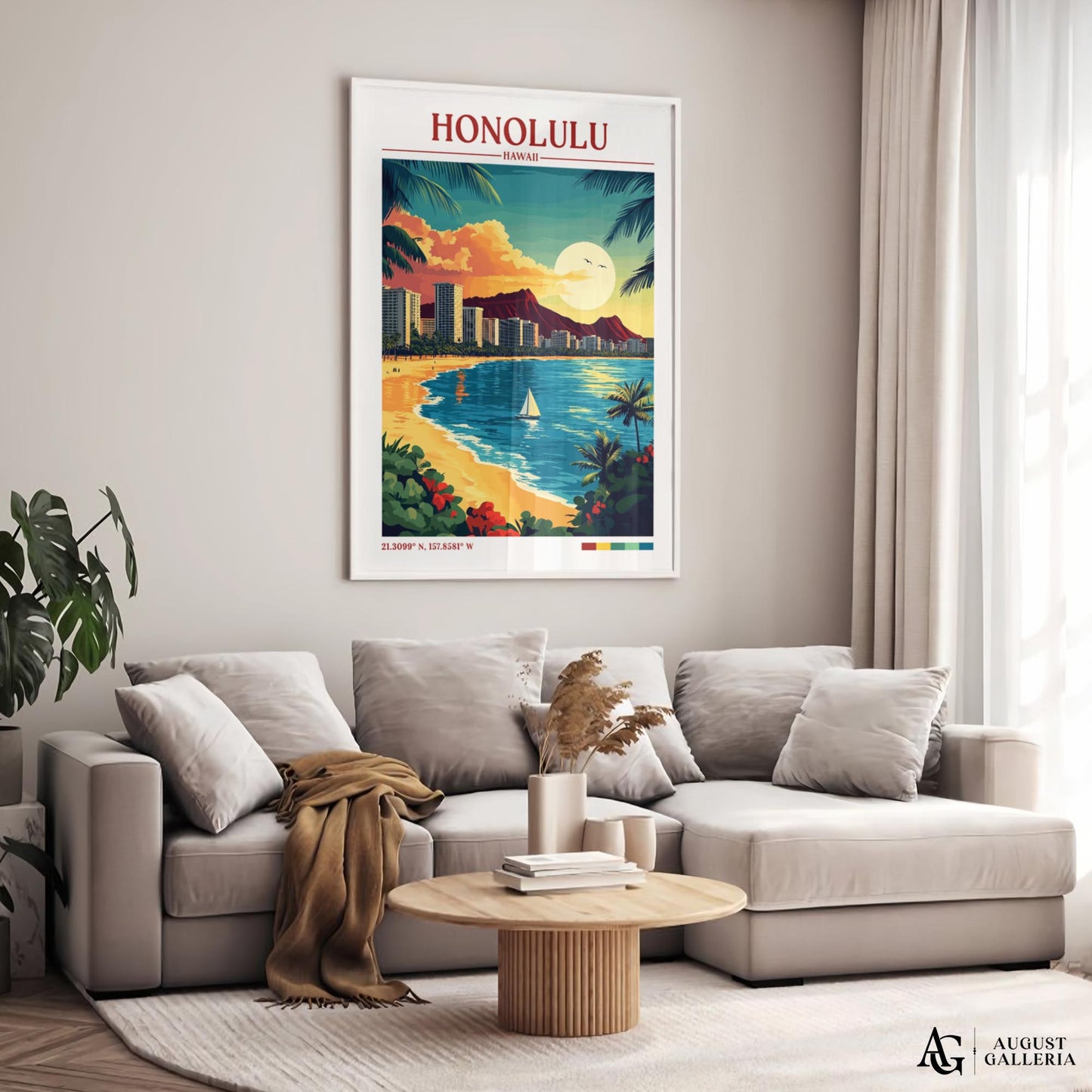 Honolulu Hawaii Retro Travel Print