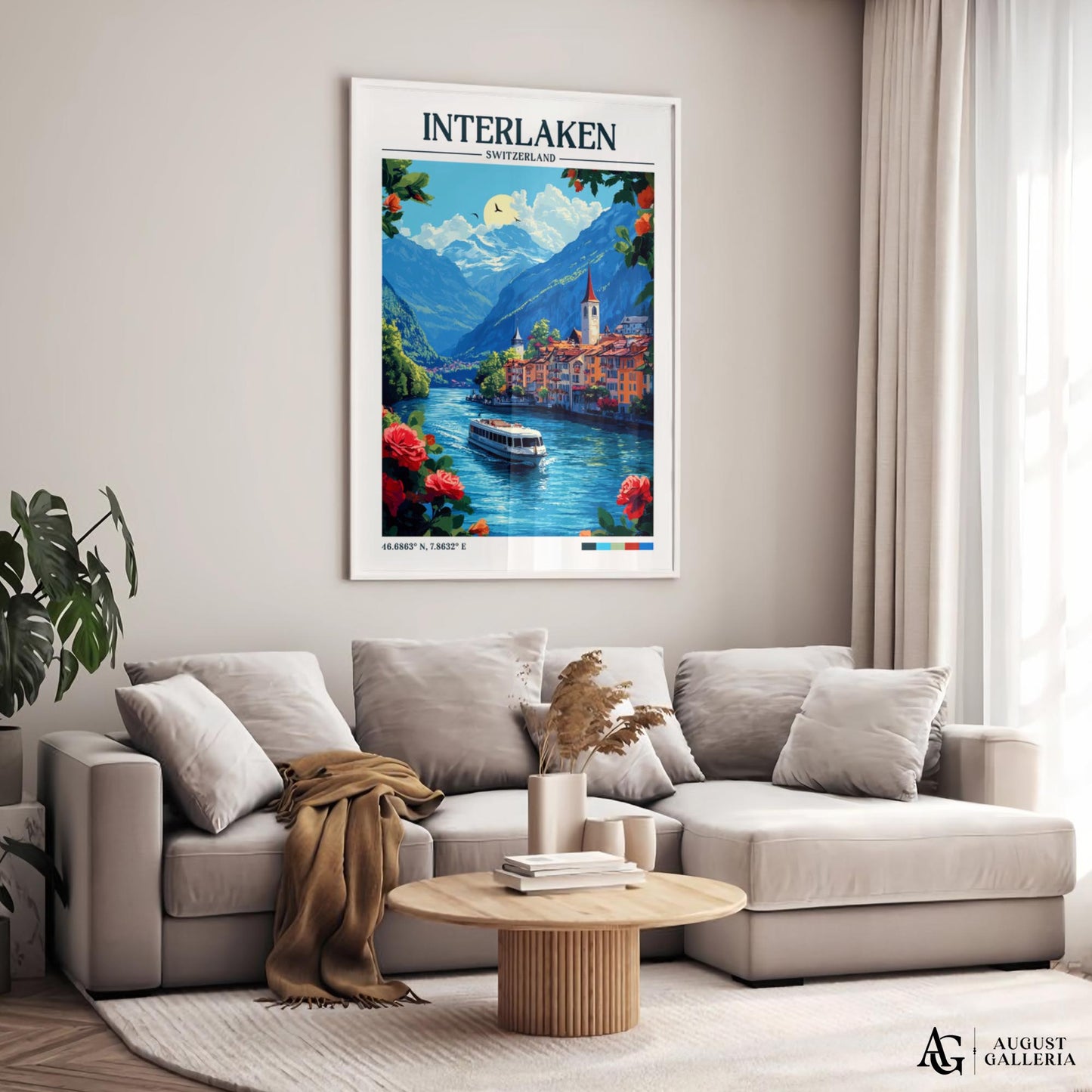 Interlaken Switzerland Retro Travel Print