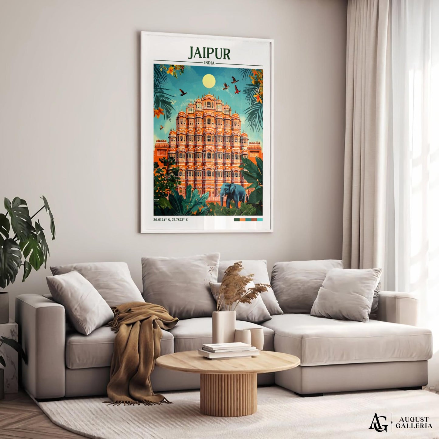 Jaipur India Retro Travel Print