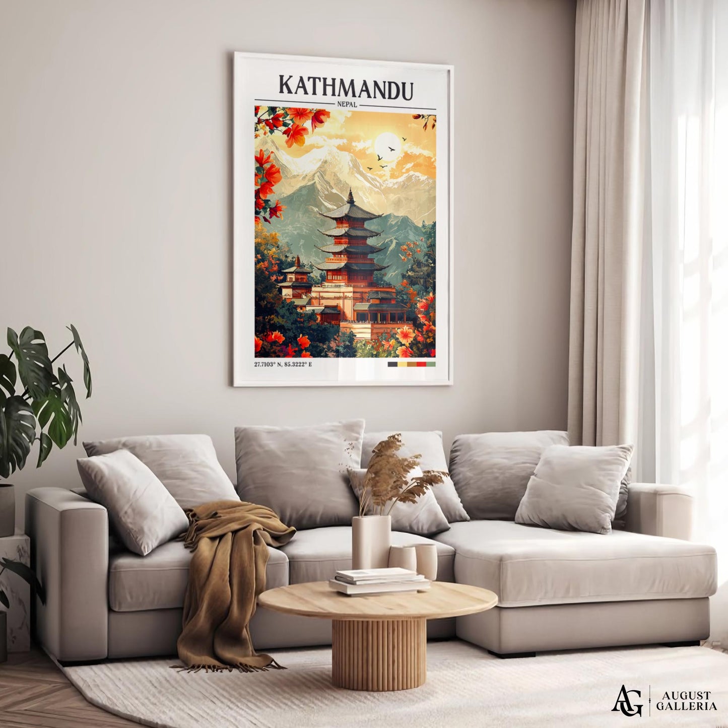 Kathmandu Nepal Retro Travel Print