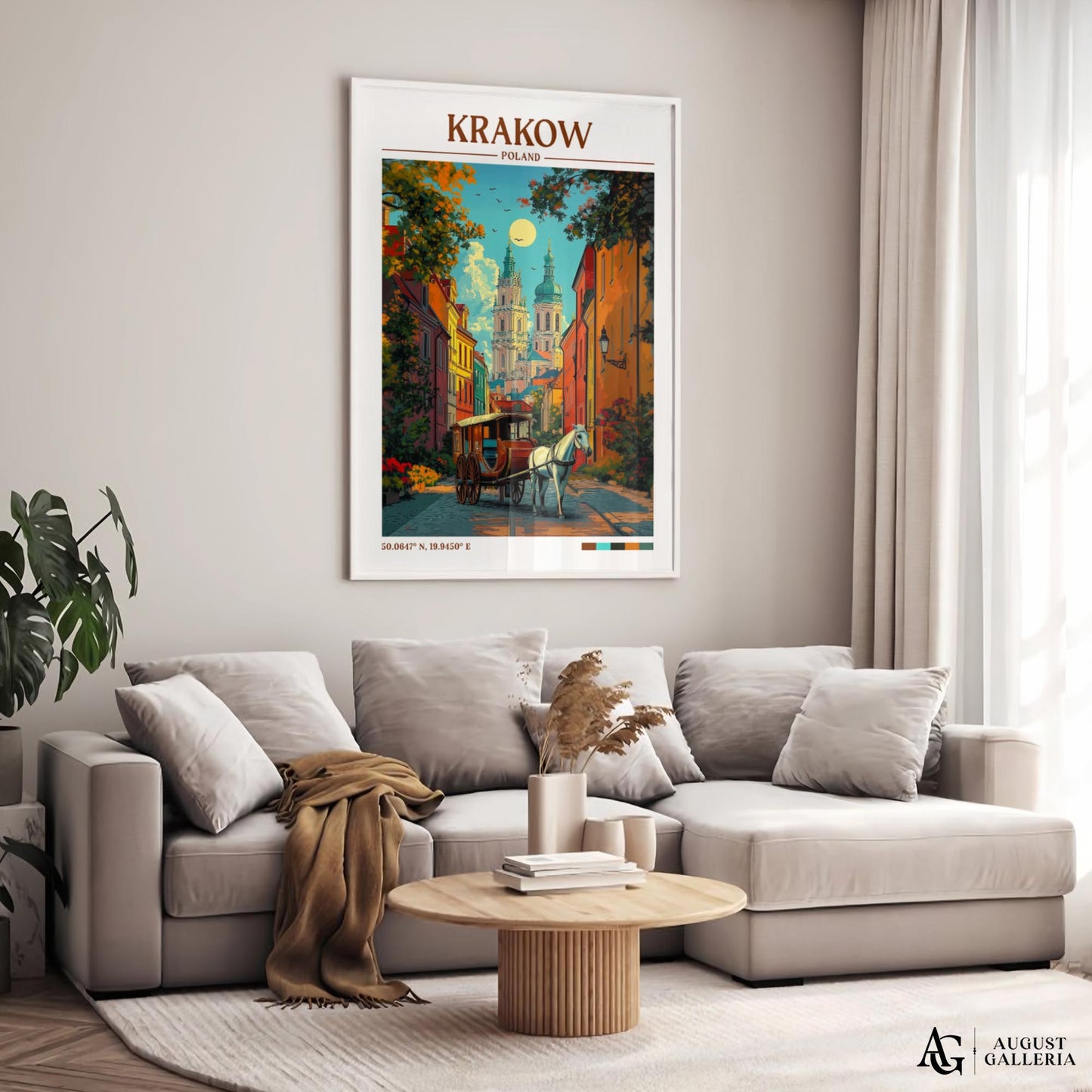 Kraków Poland Retro Travel Print