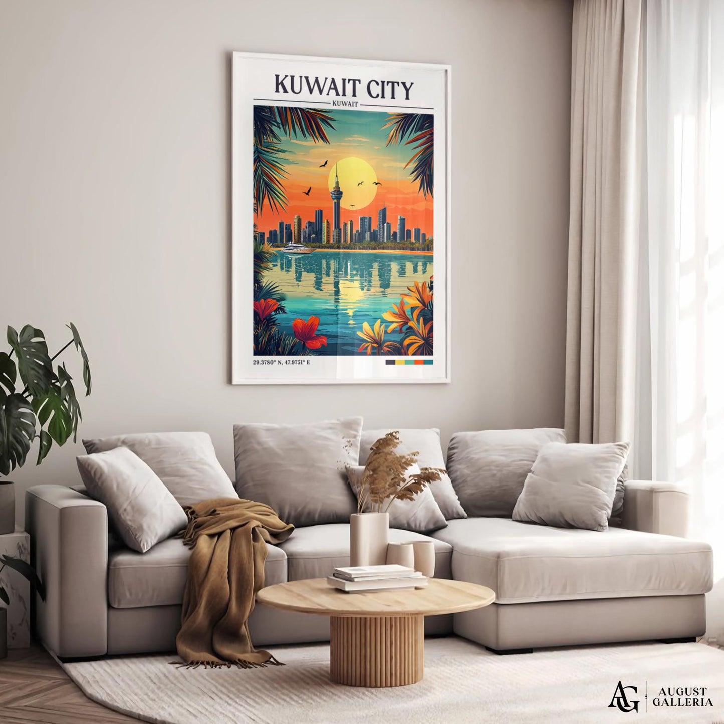 Kuwait City Retro Travel Print