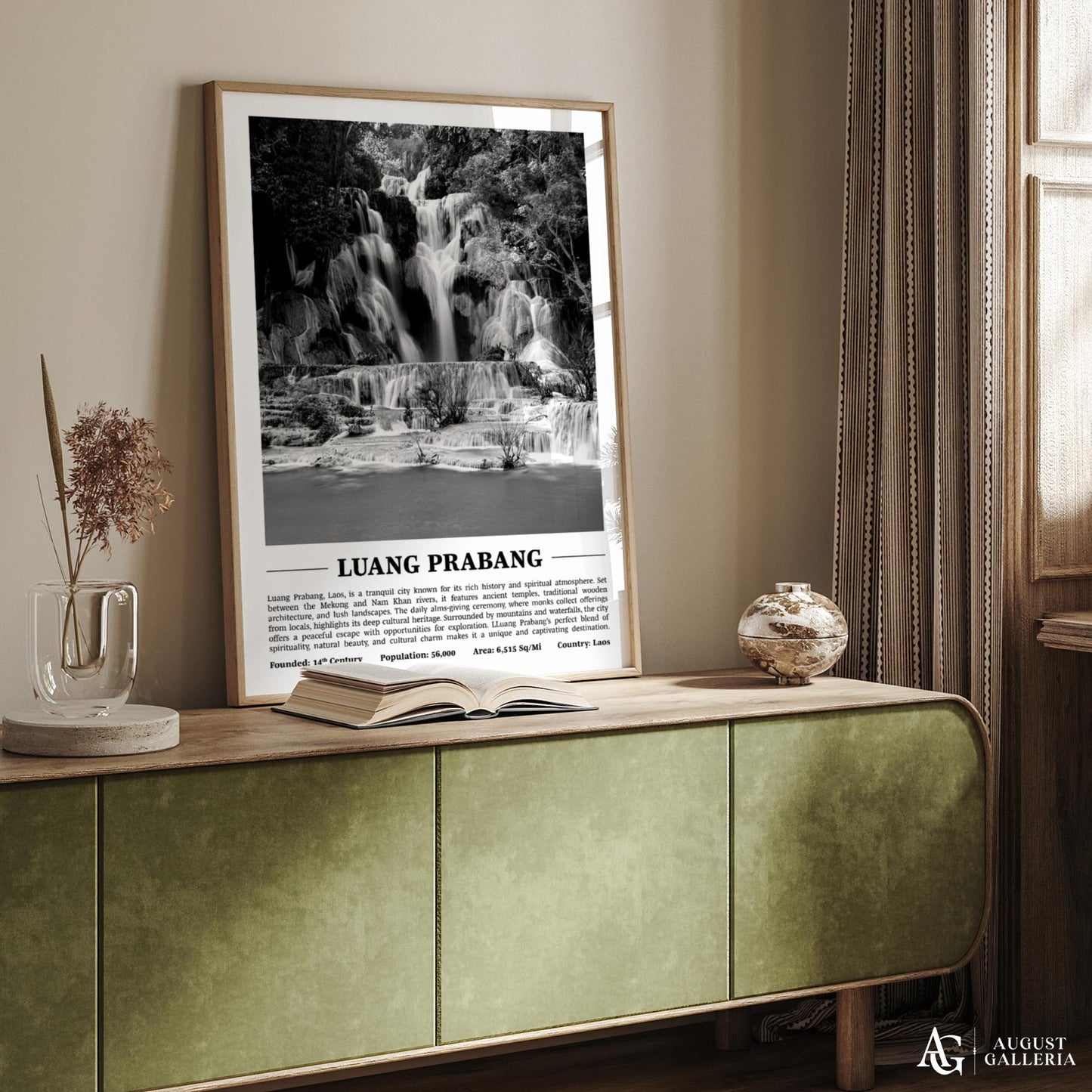 Luang Prabang Black & White City Print
