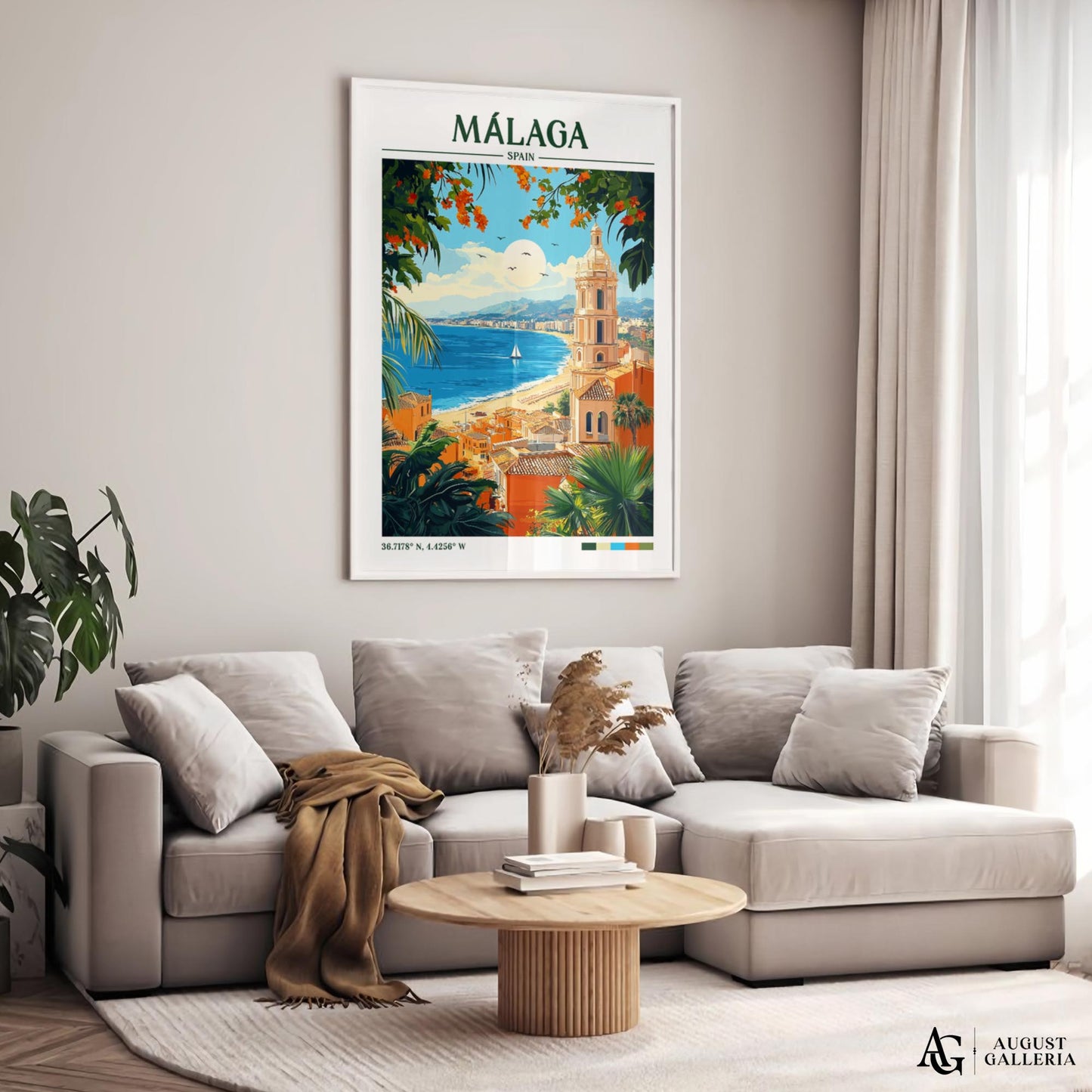 Málaga Spain Retro Travel Print