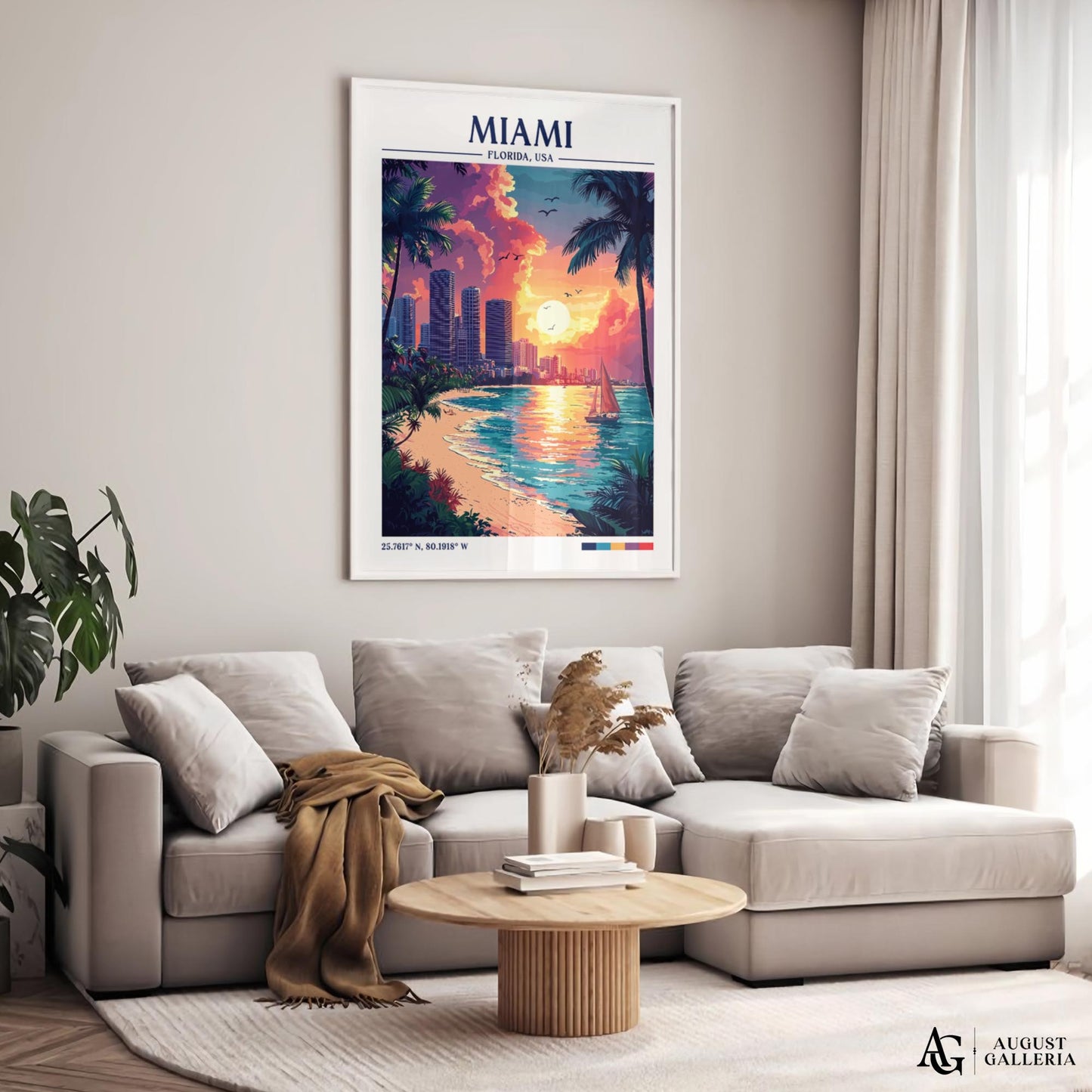 Miami Florida Retro Travel Print