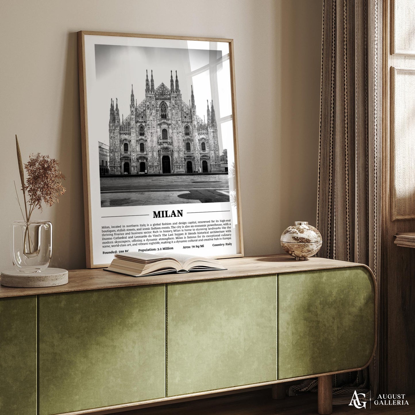 Milan Black & White City Print