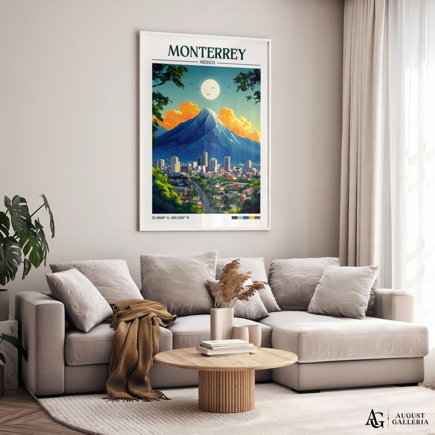 Monterrey Mexico Retro Travel Print