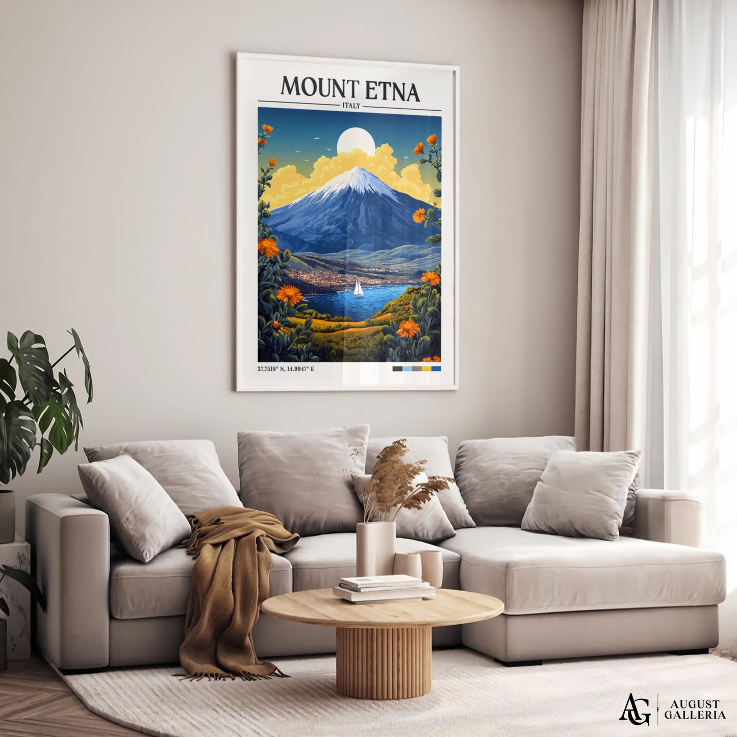 Mount Etna Retro Travel Print