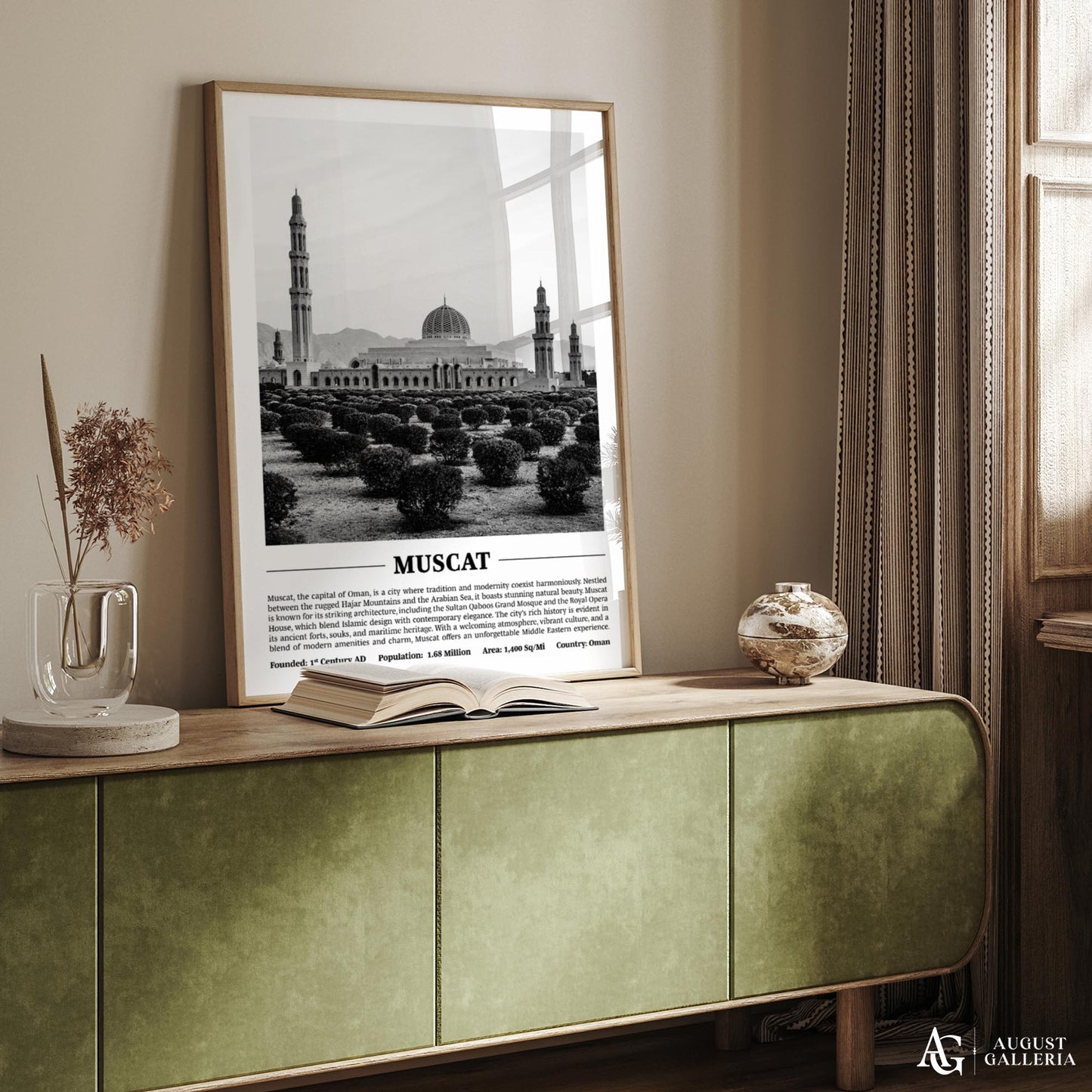 Muscat Black & White City Print