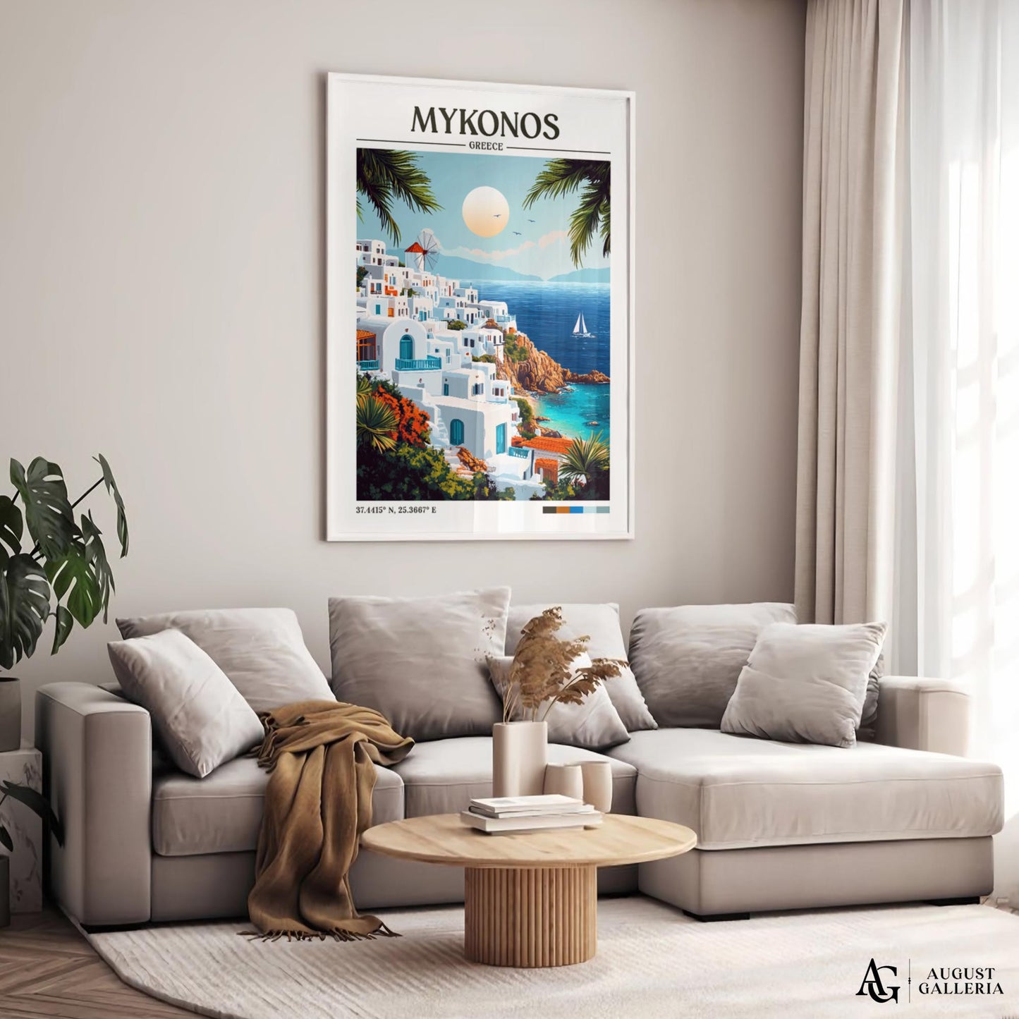 Mykonos Greece Retro Travel Print