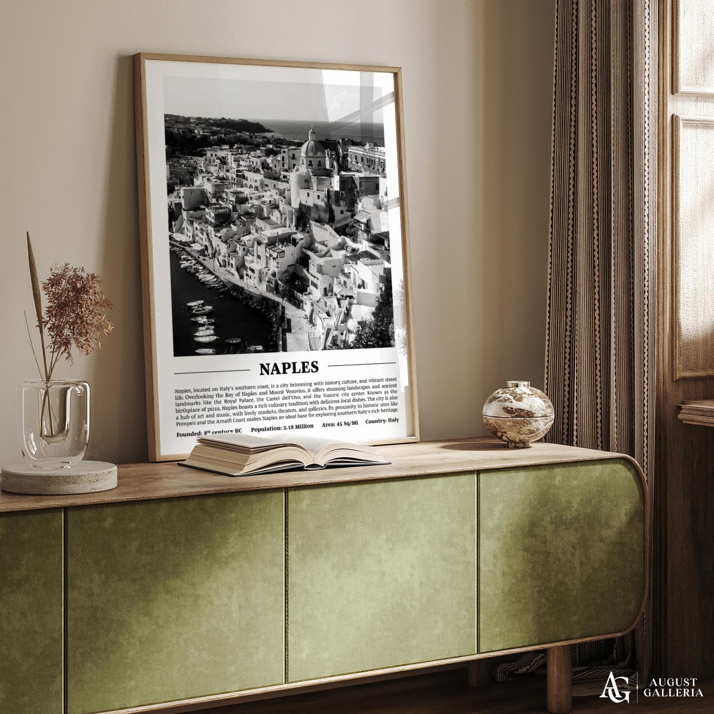 Naples Black & White City Print