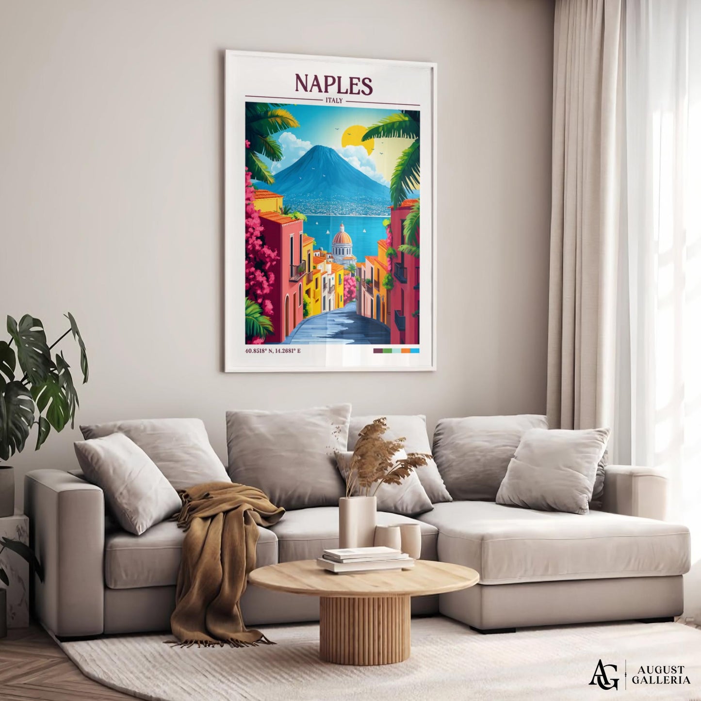 Naples Italy Retro Travel Print