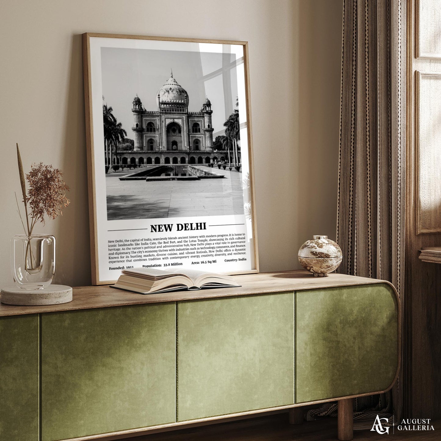 New Delhi Black & White City Print