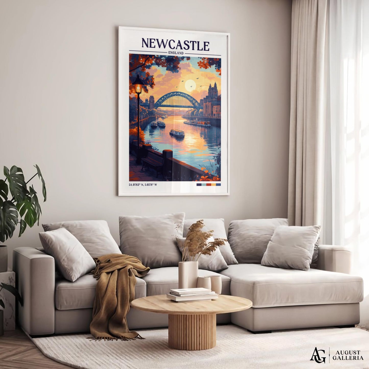 Newcastle England Retro Travel Print
