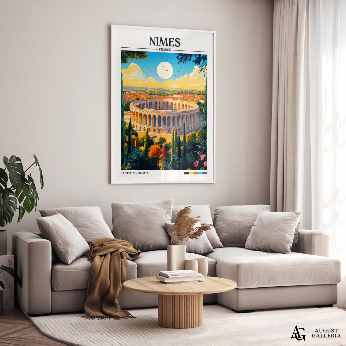 Nîmes France Retro Travel Print