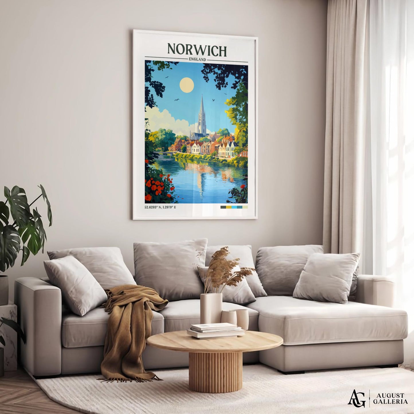 Norwich England Retro Travel Print