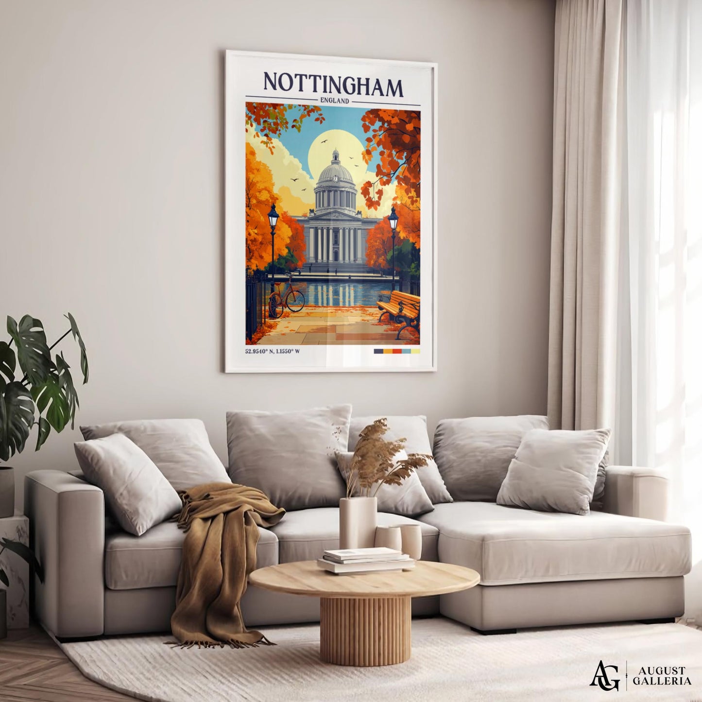 Nottingham England Retro Travel Print
