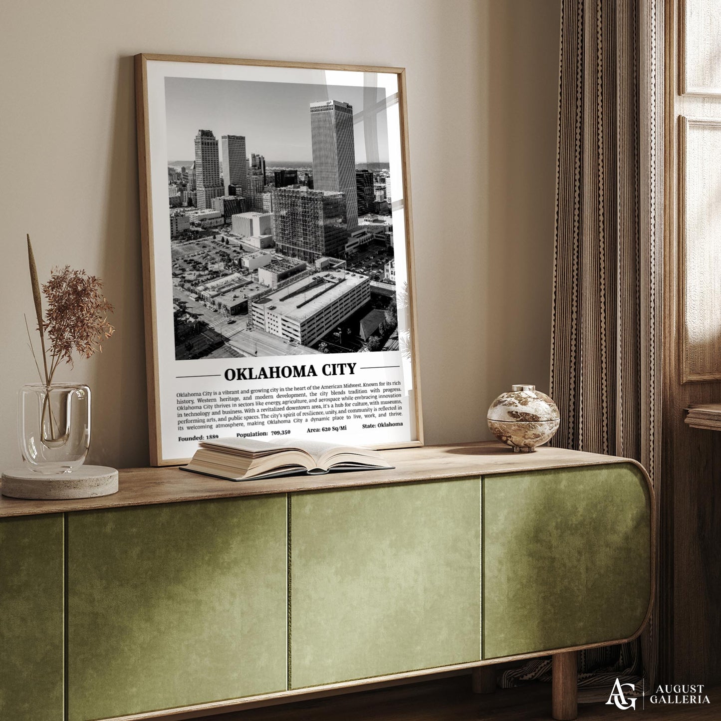 Oklahoma City Black & White City Print