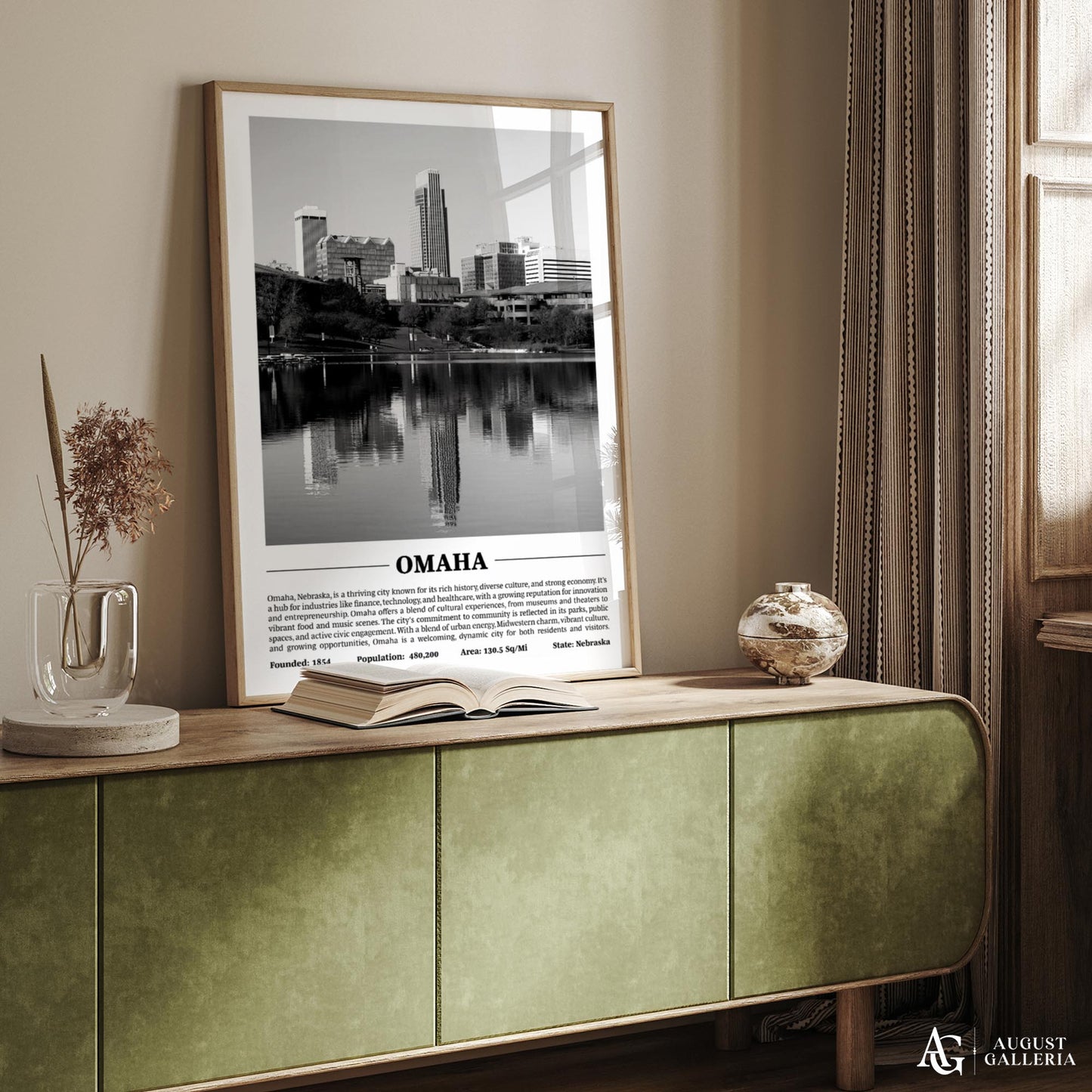 Omaha Black & White City Print