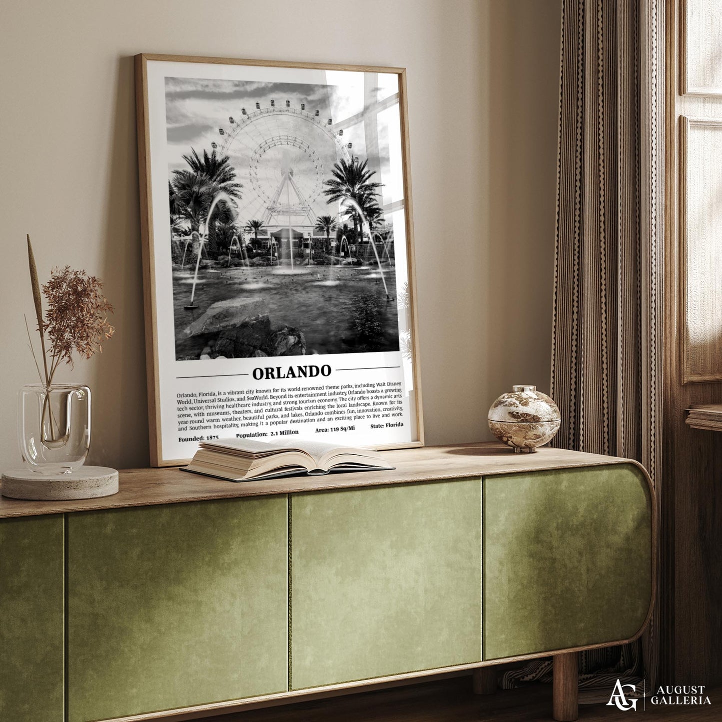 Orlando Black & White City Print