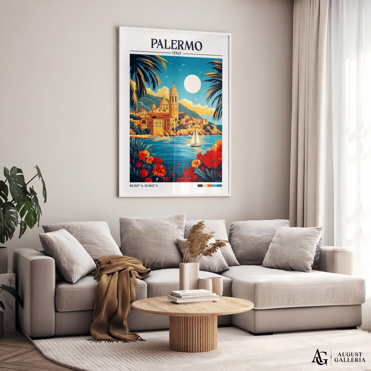 Palermo Italy Retro Travel Print