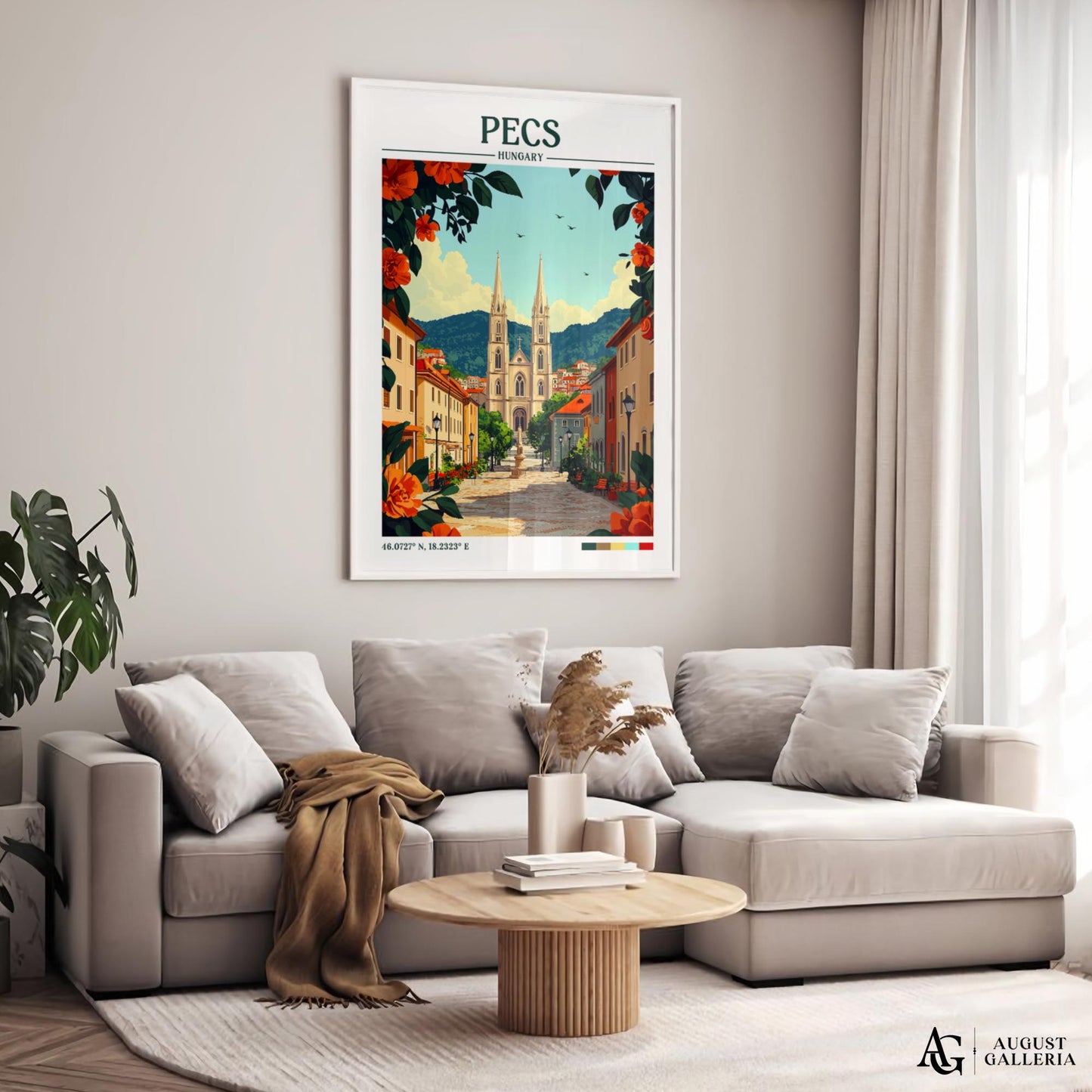 Pécs Hungary Retro Travel Print