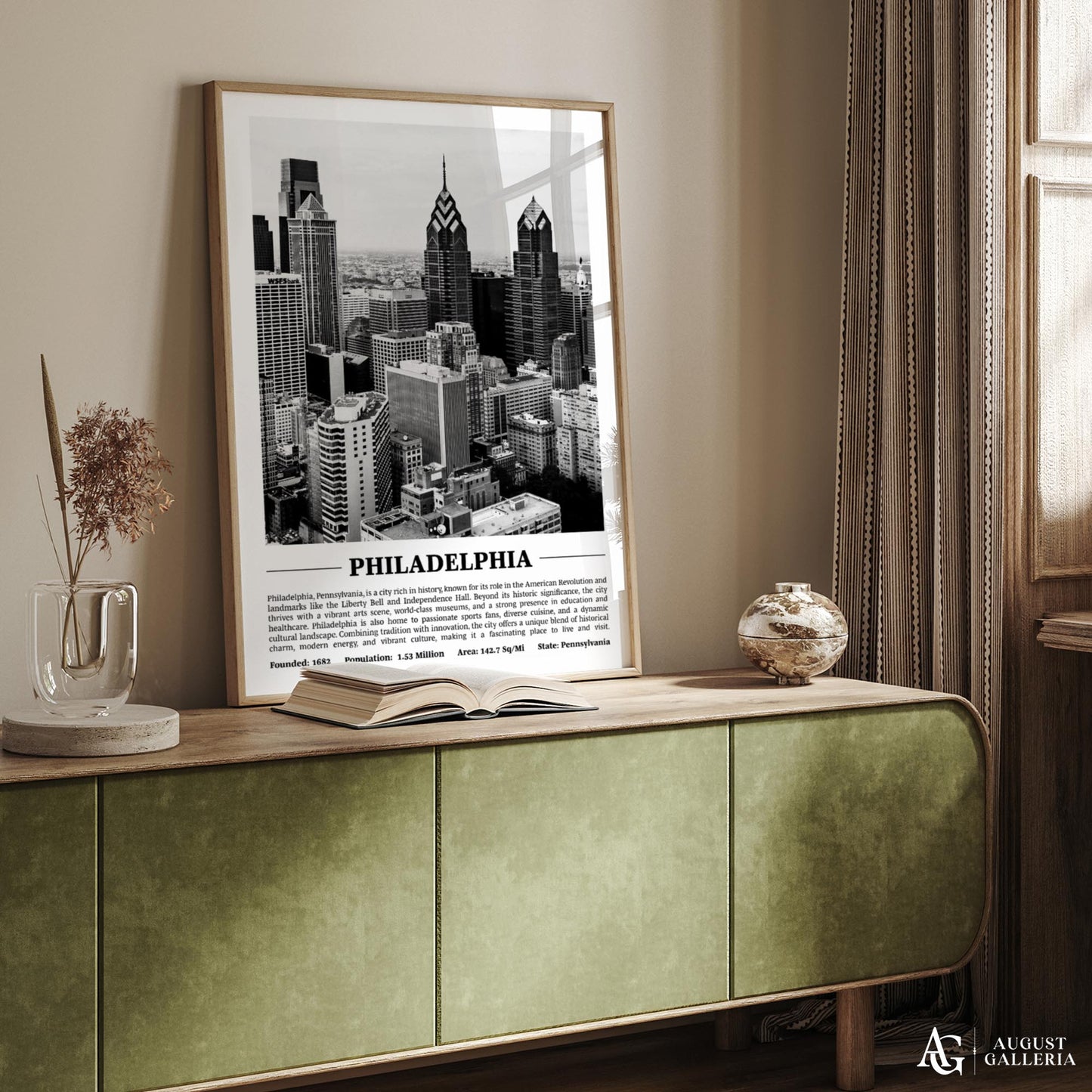 Philadelphia Black & White City Print