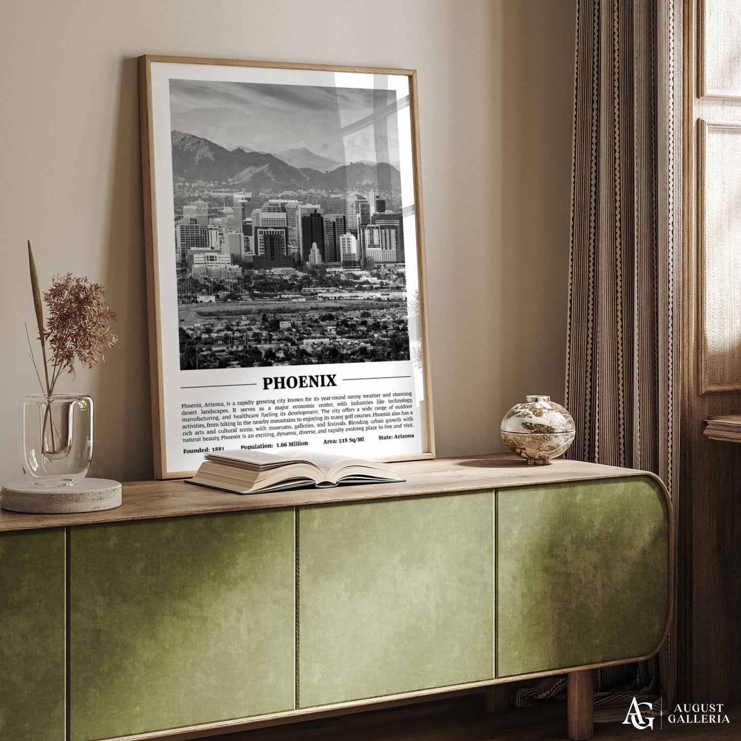 Phoenix Black & White City Print