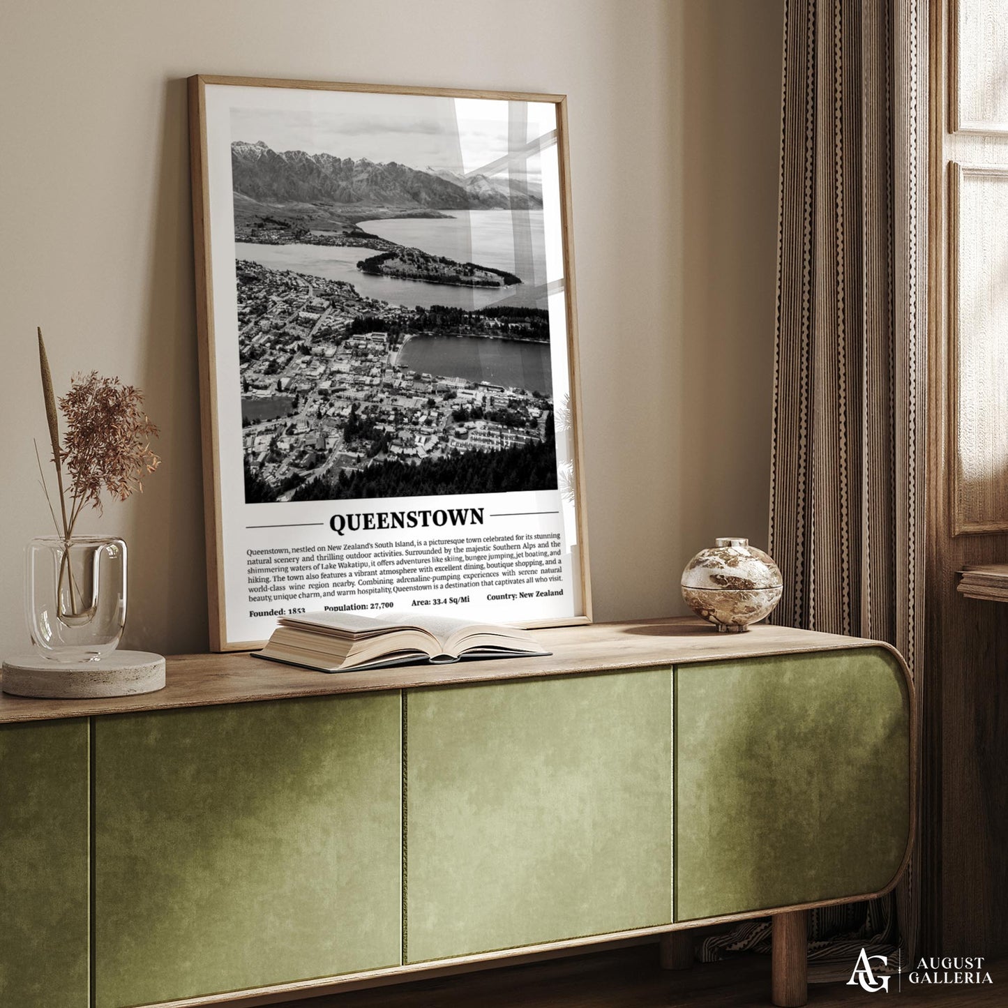 Queenstown Black & White City Print
