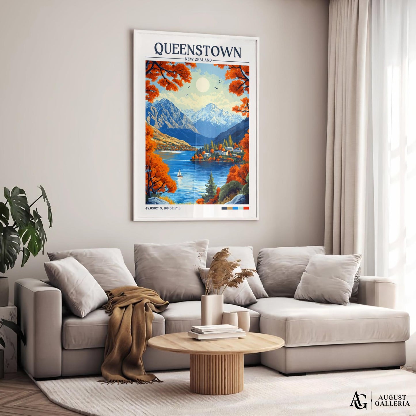 Queenstown New Zealand Retro Travel Print