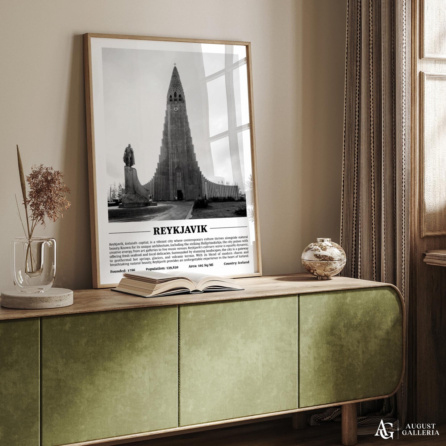 Reykjavik Black & White City Print