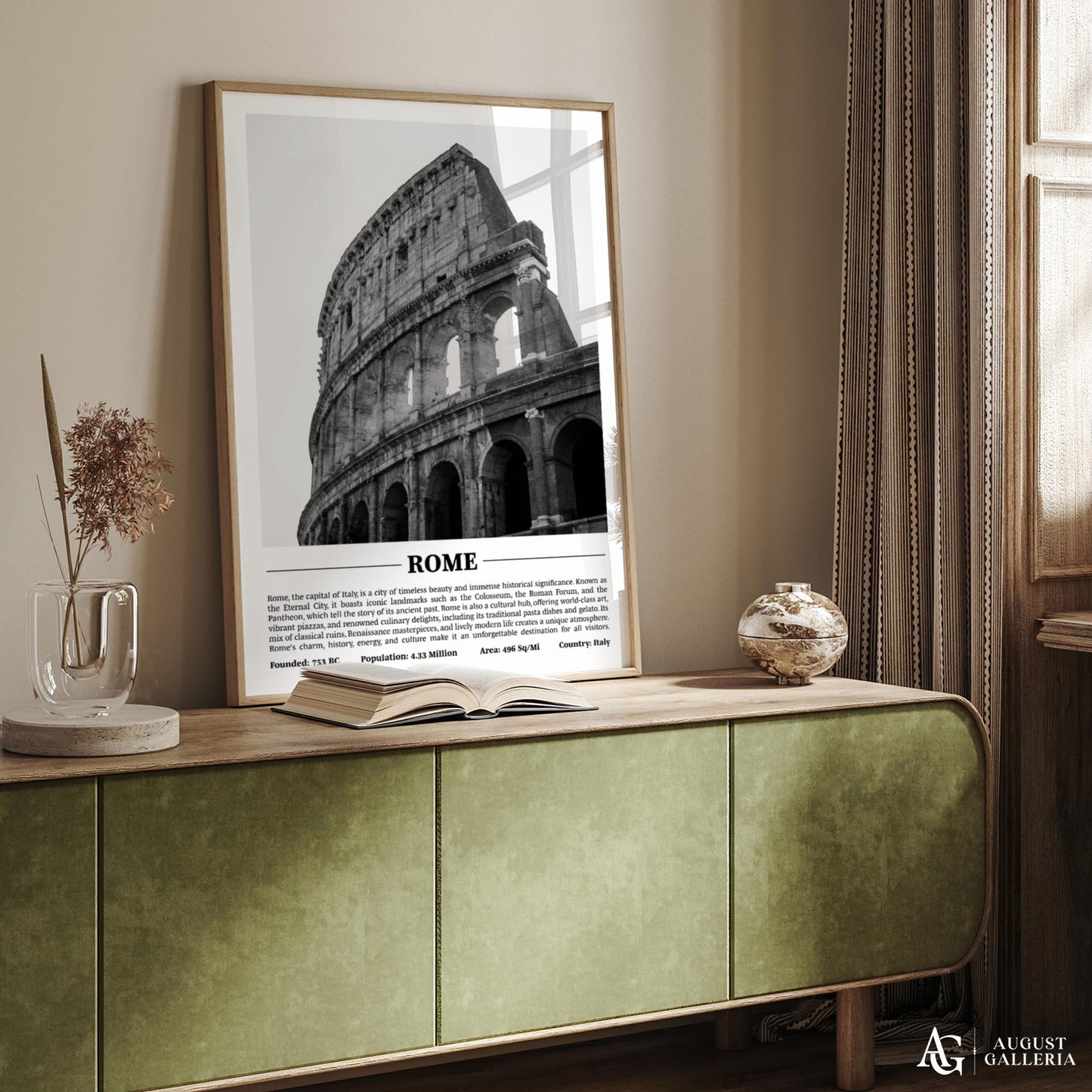 Rome Black & White City Print