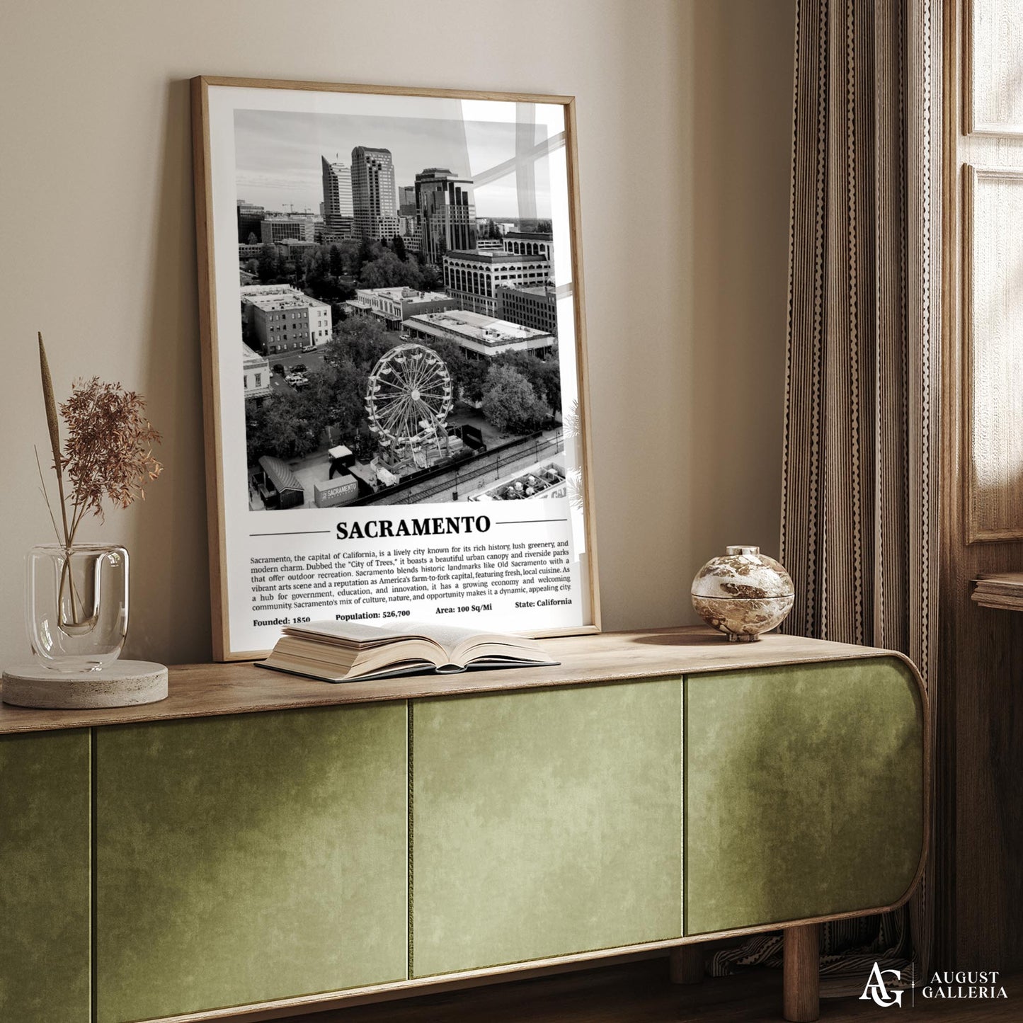 Sacramento Black & White City Print