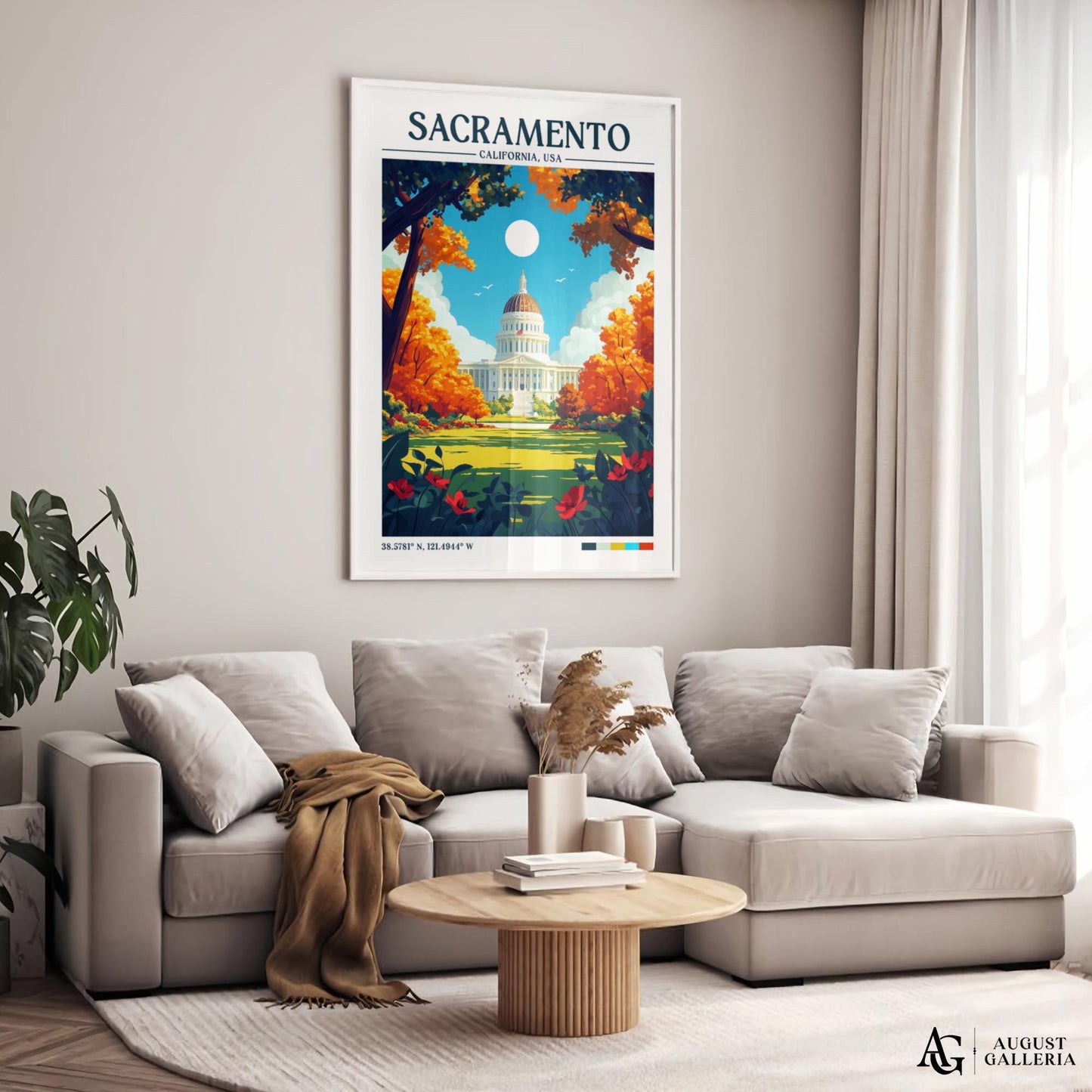 Sacramento California Retro Travel Print
