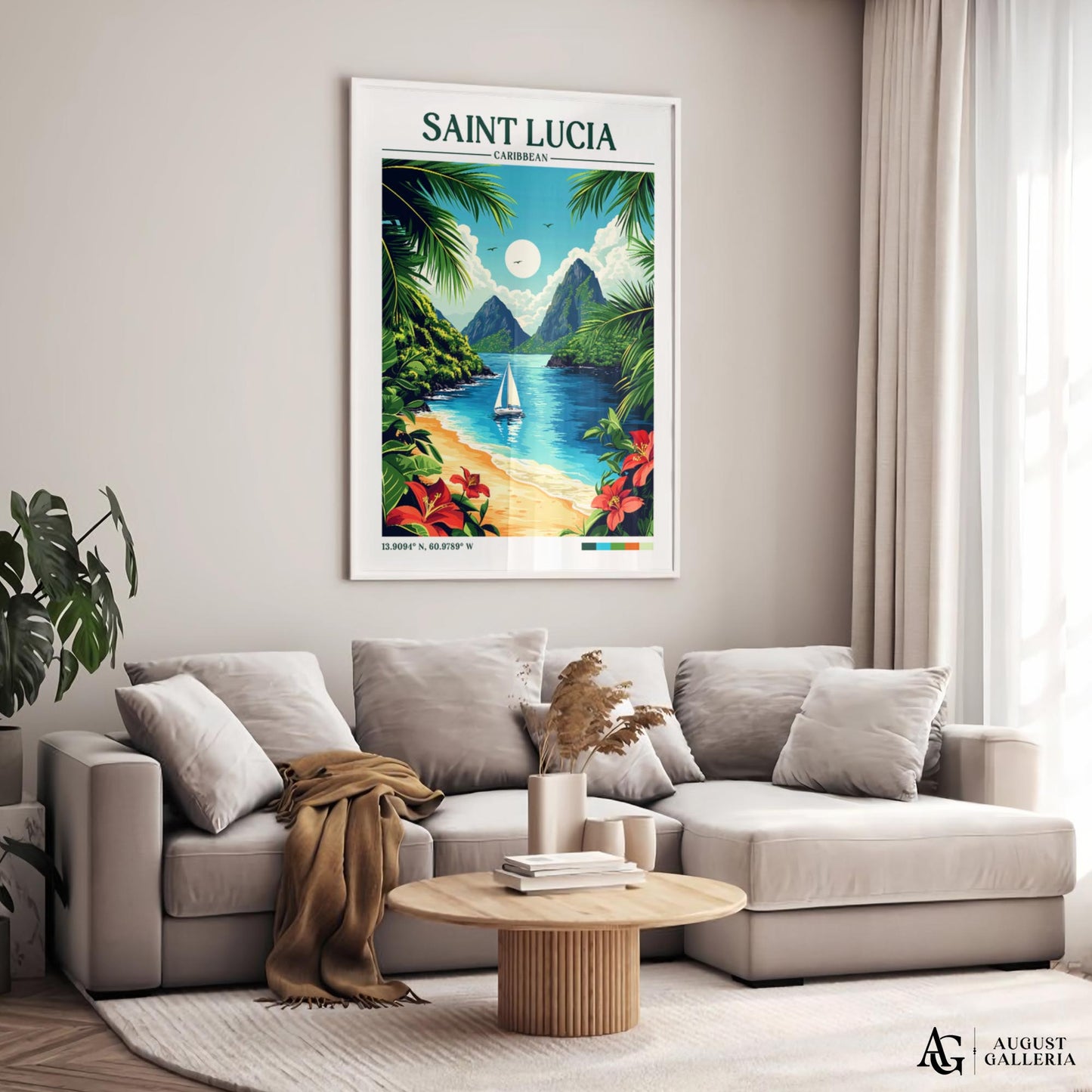 Saint Lucia Retro Travel Print