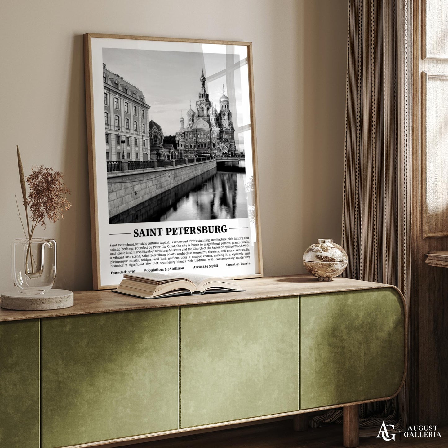 Saint Petersburg Black & White City Print