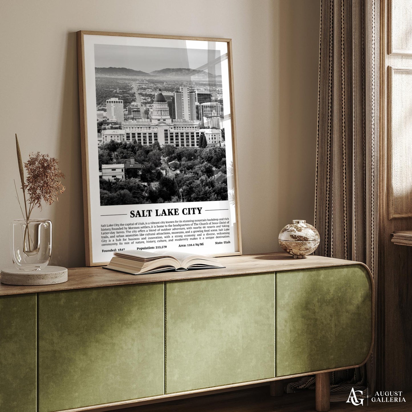 Salt Lake City Black & White City Print