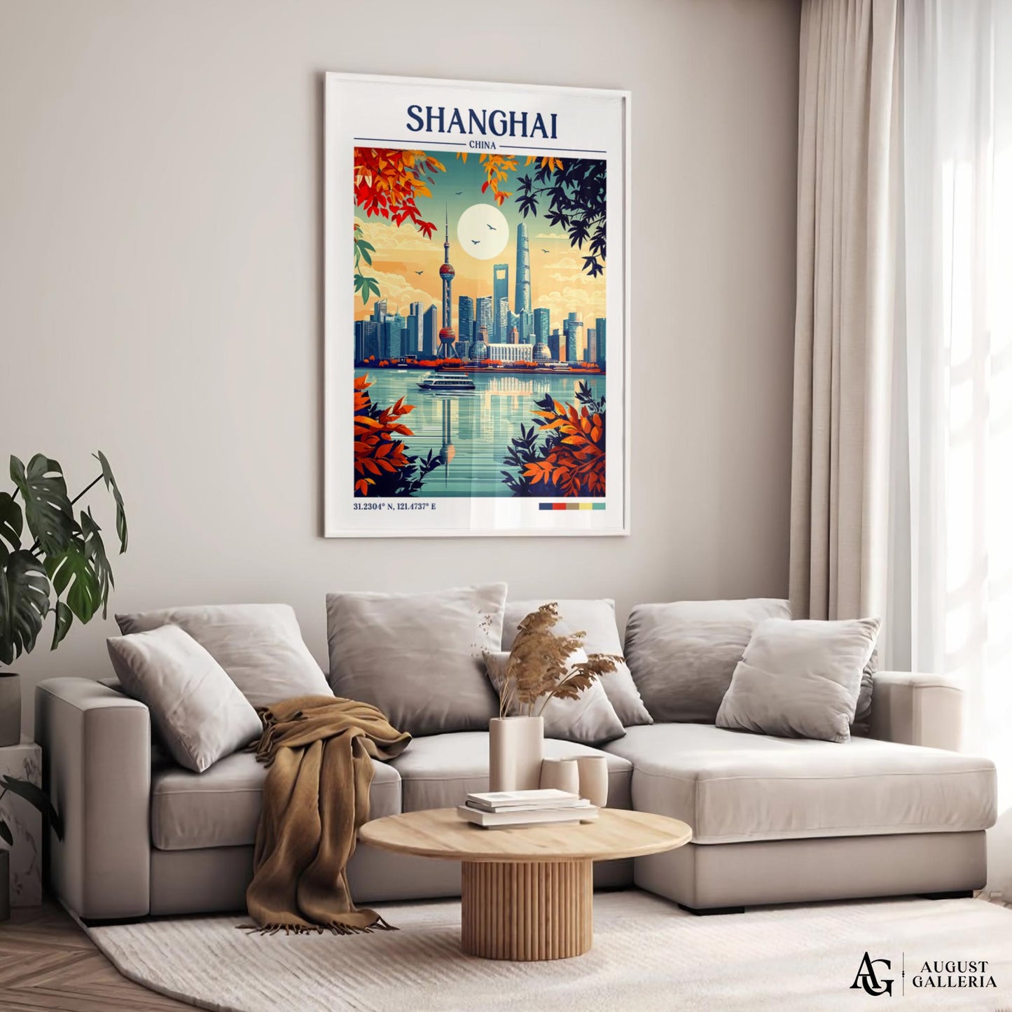 Shanghai China Retro Travel Print