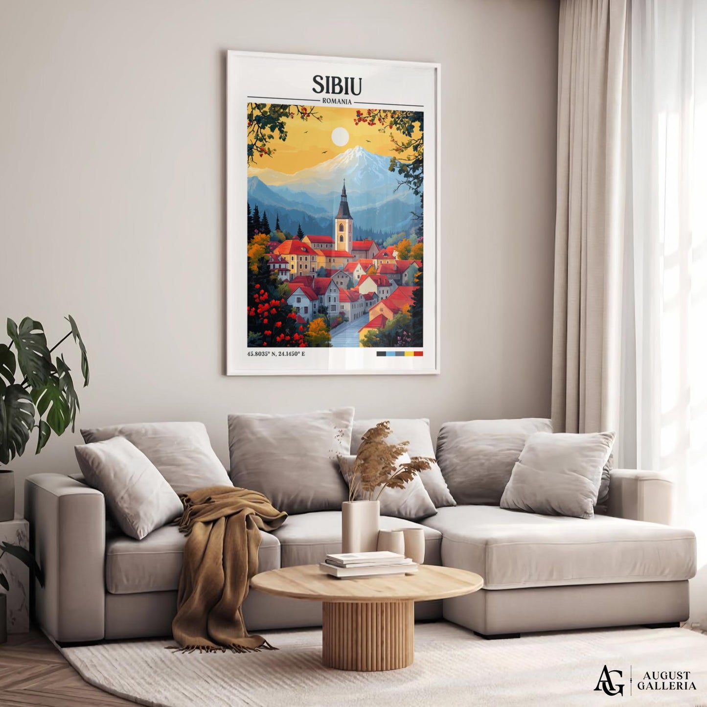 Sibiu Romania Retro Travel Print
