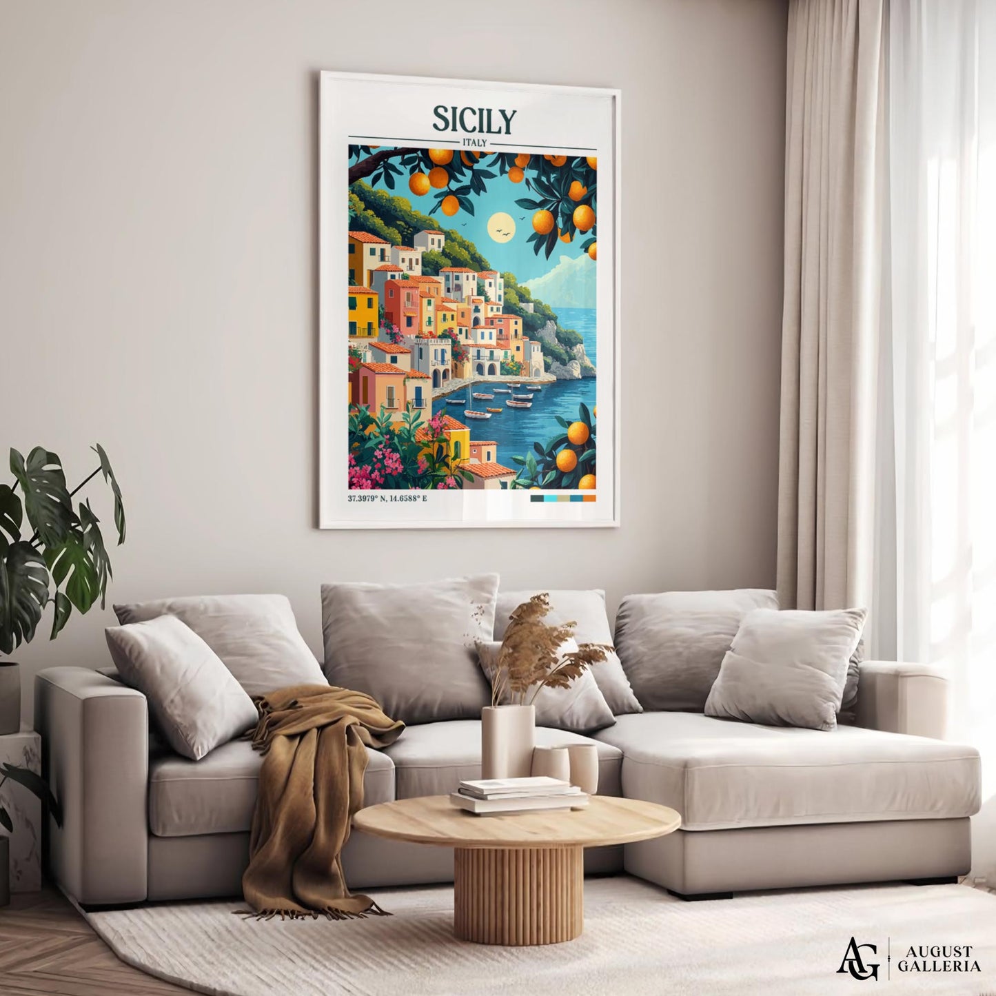 Sicily Italy Retro Travel Print