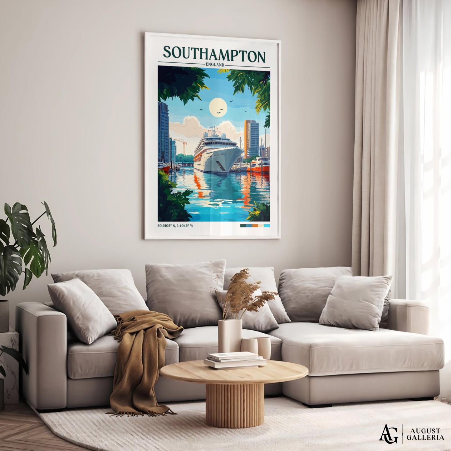 Southampton England Retro Travel Print