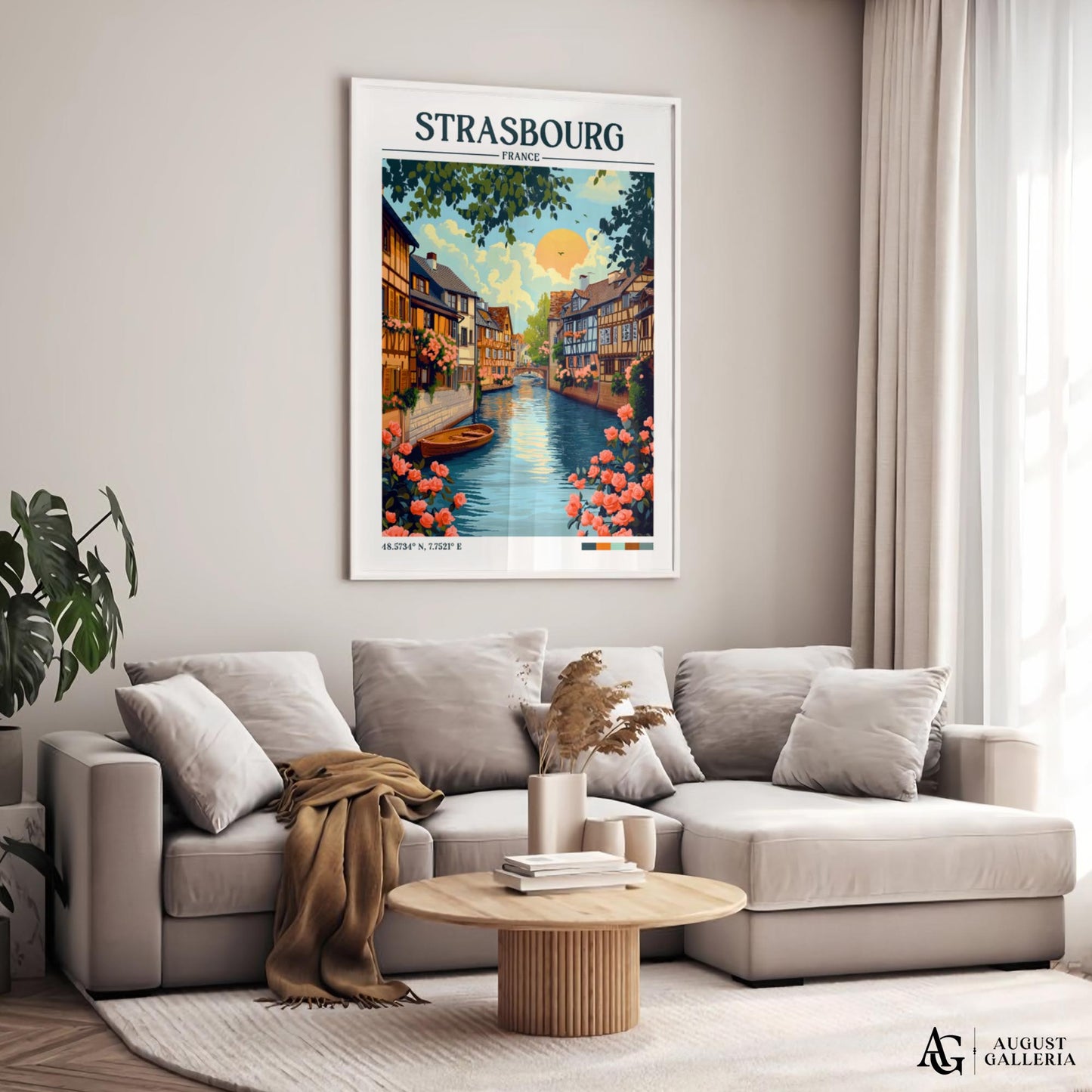 Strasbourg France Retro Travel Print