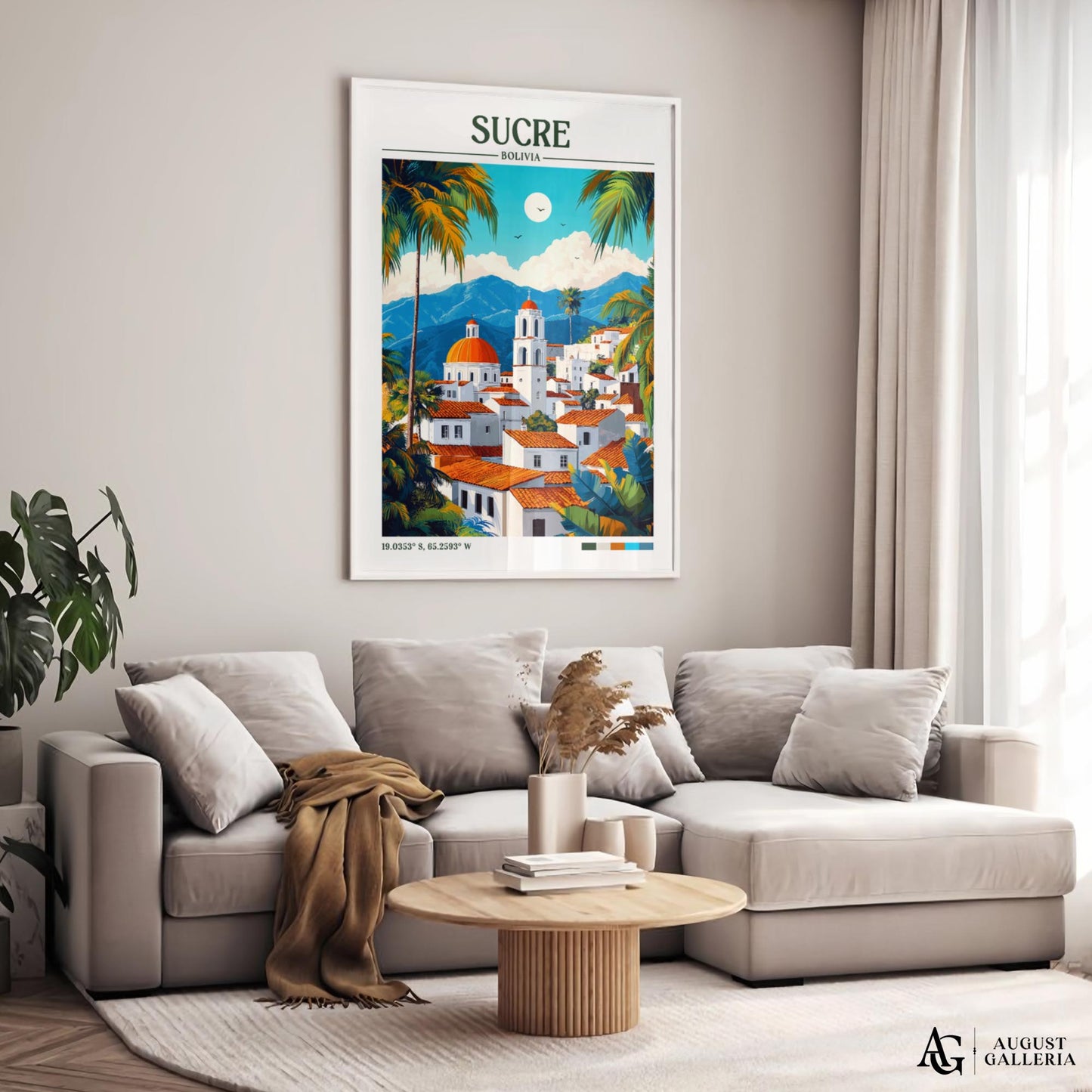 Sucre Bolivia Retro Travel Print