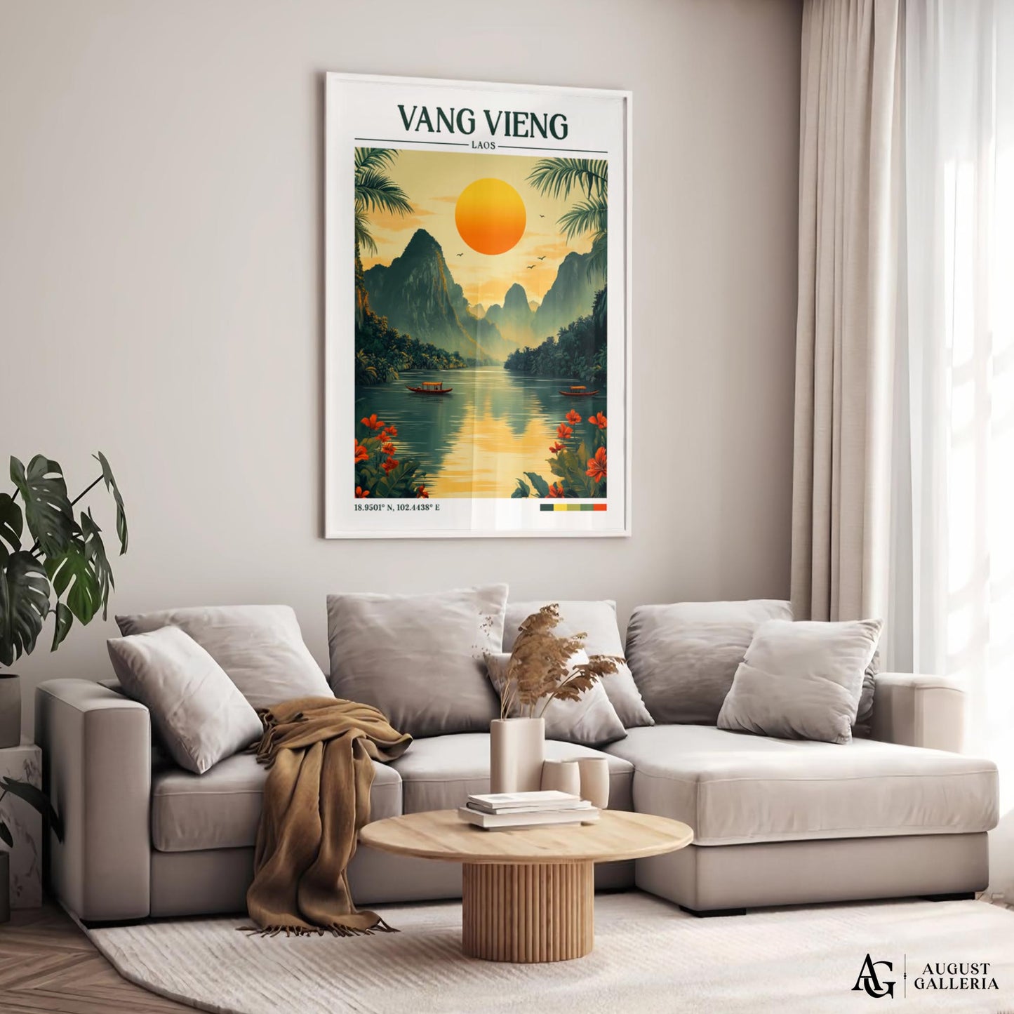 Vang Vieng Laos Retro Travel Print