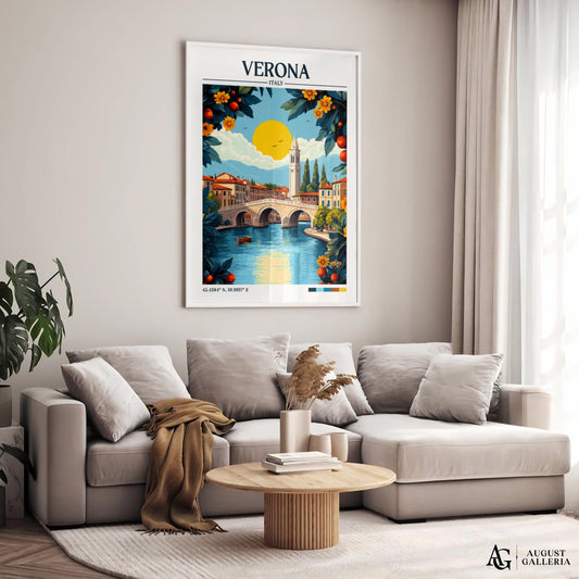 Verona Italy Retro Travel Print